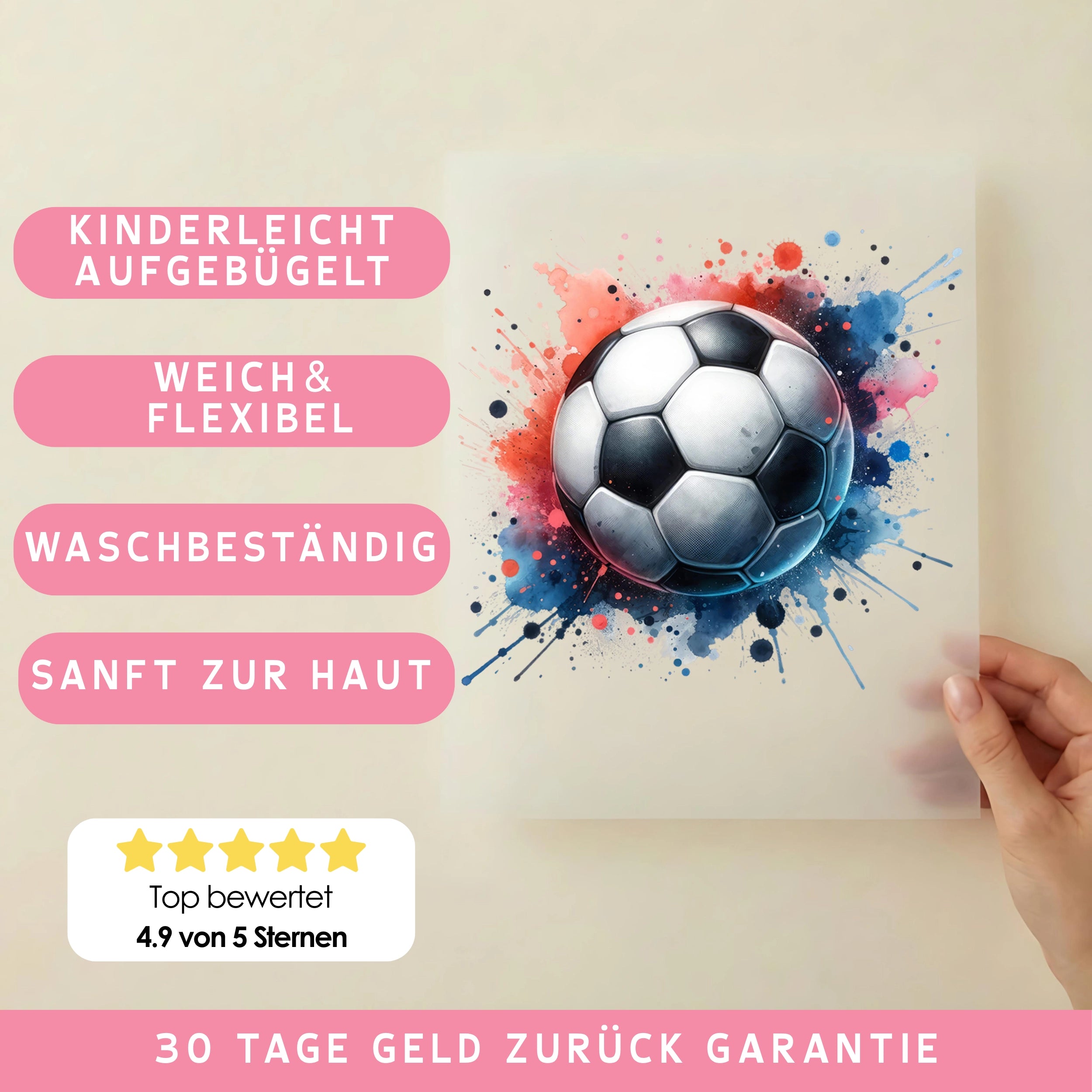 Bügelbild Fußball Farbkick