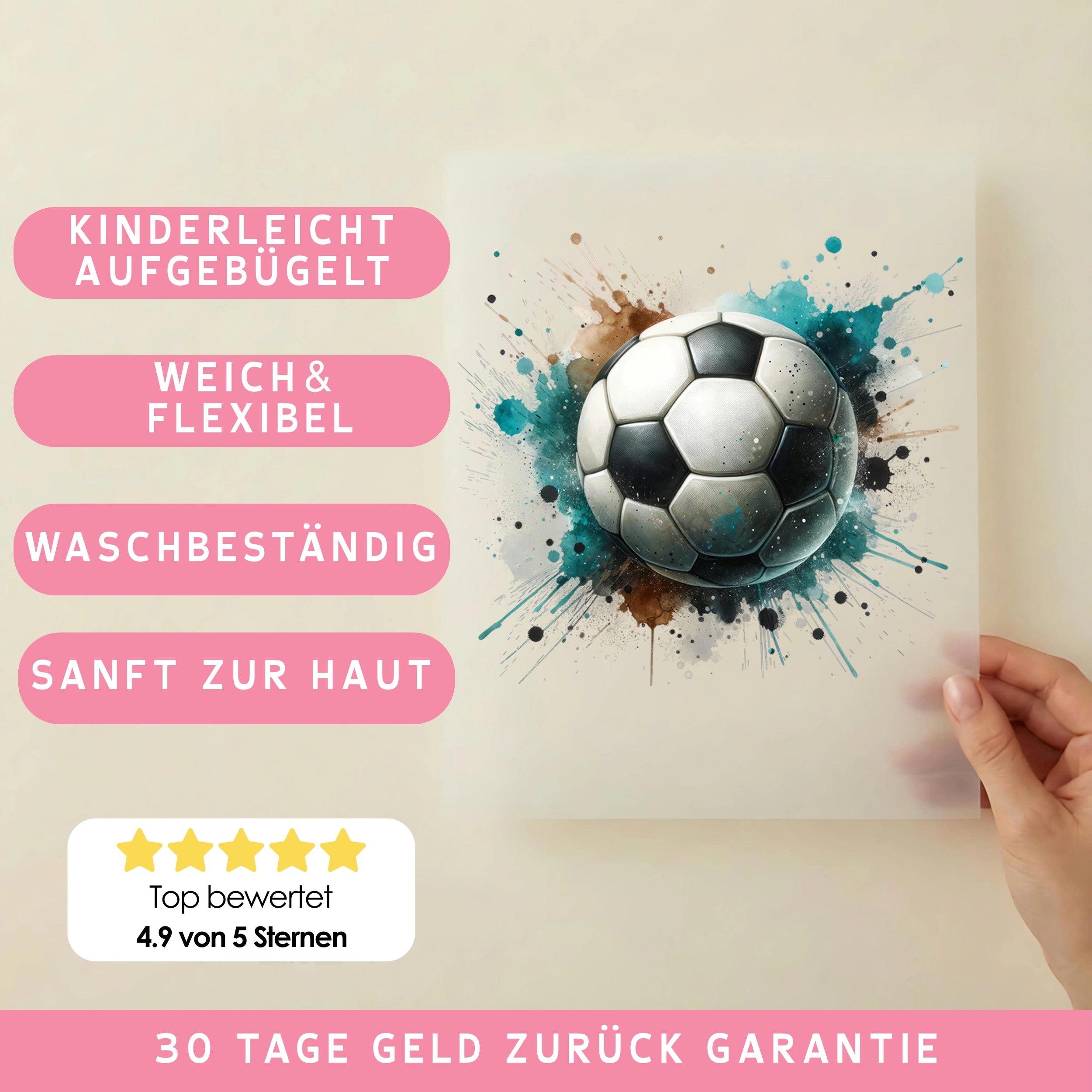 Bügelbild Fußball Power