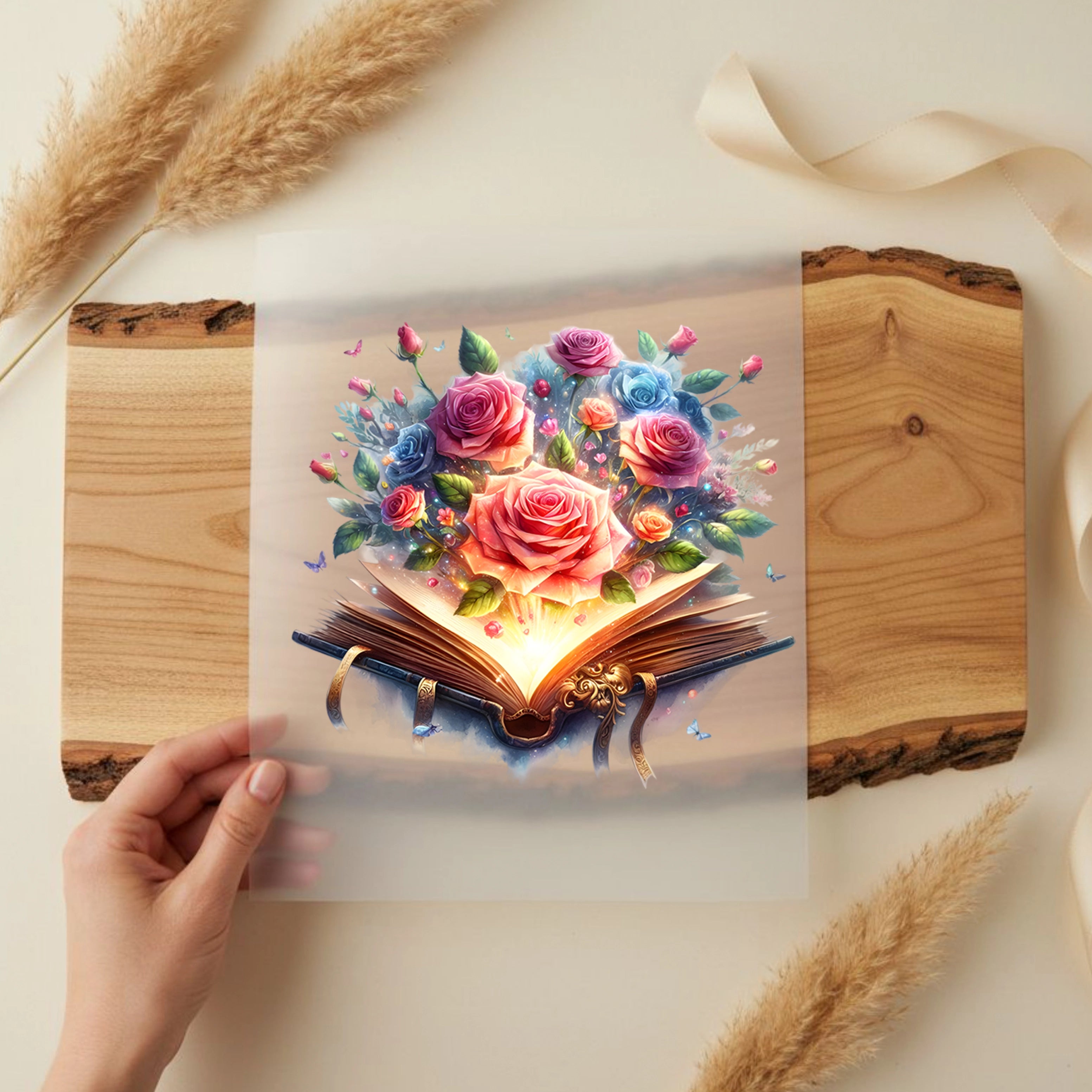 Bügelbild Buch Rosenmagie