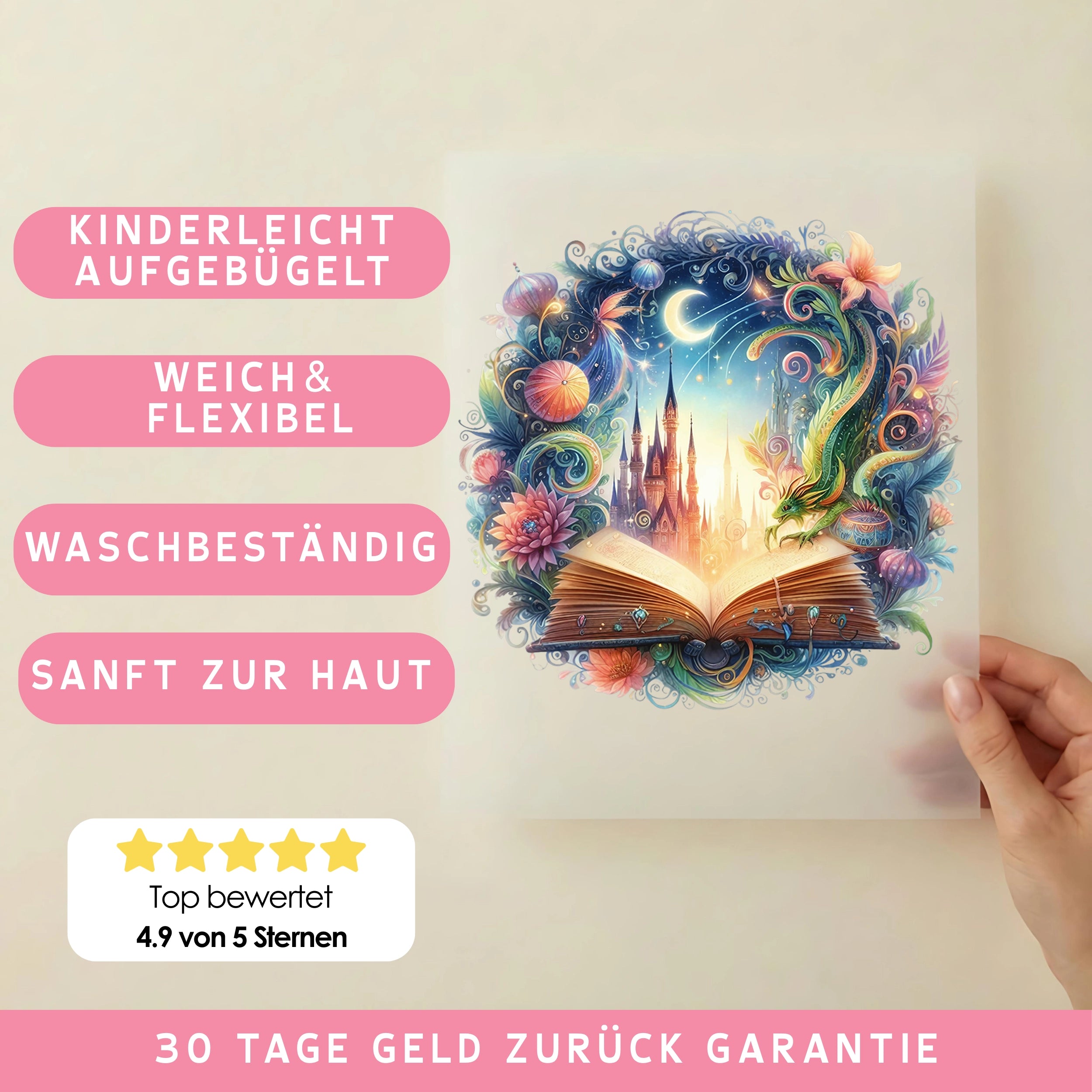 Bügelbild Zauberbuch Drachenzauber