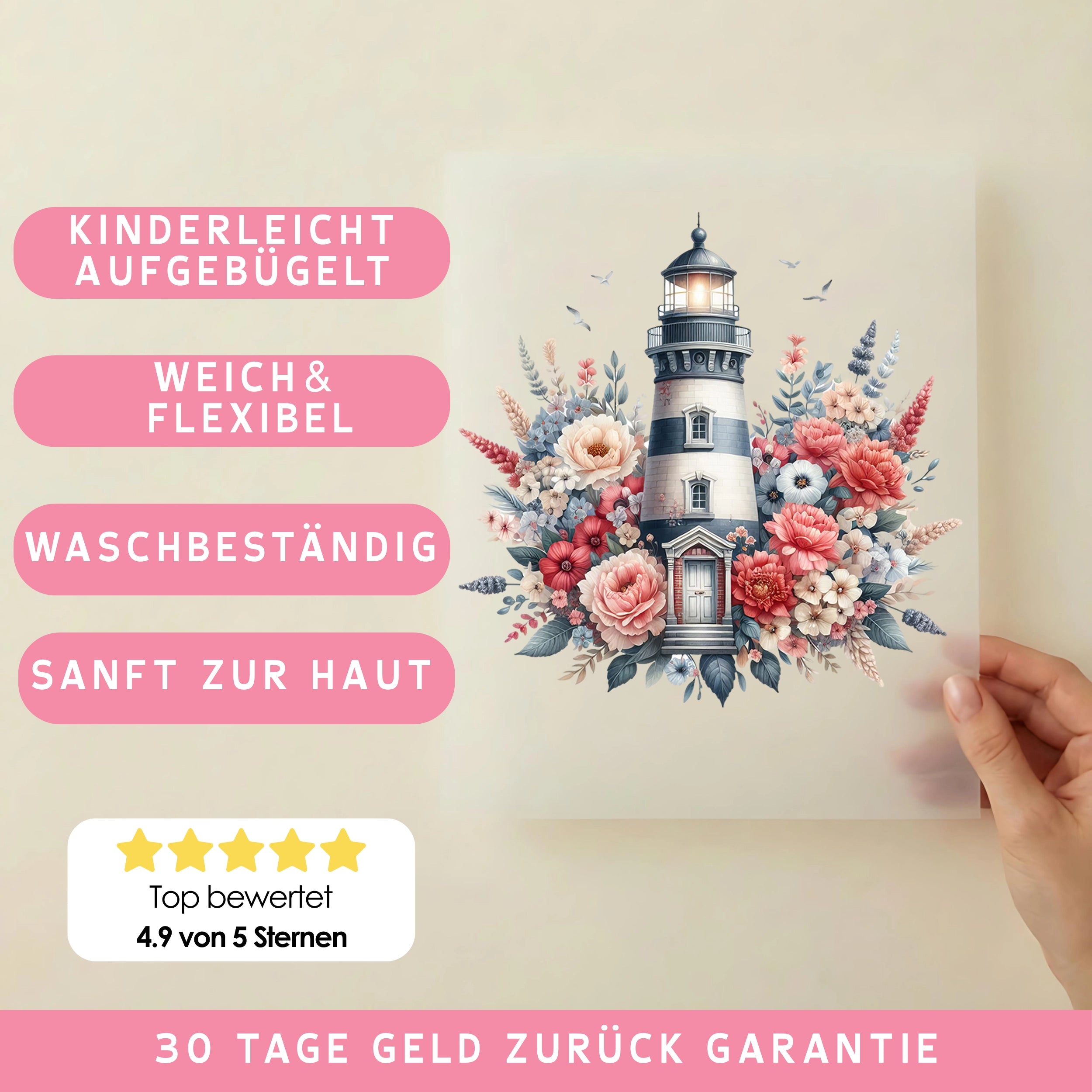 Bügelbild Blütenlicht am Meer