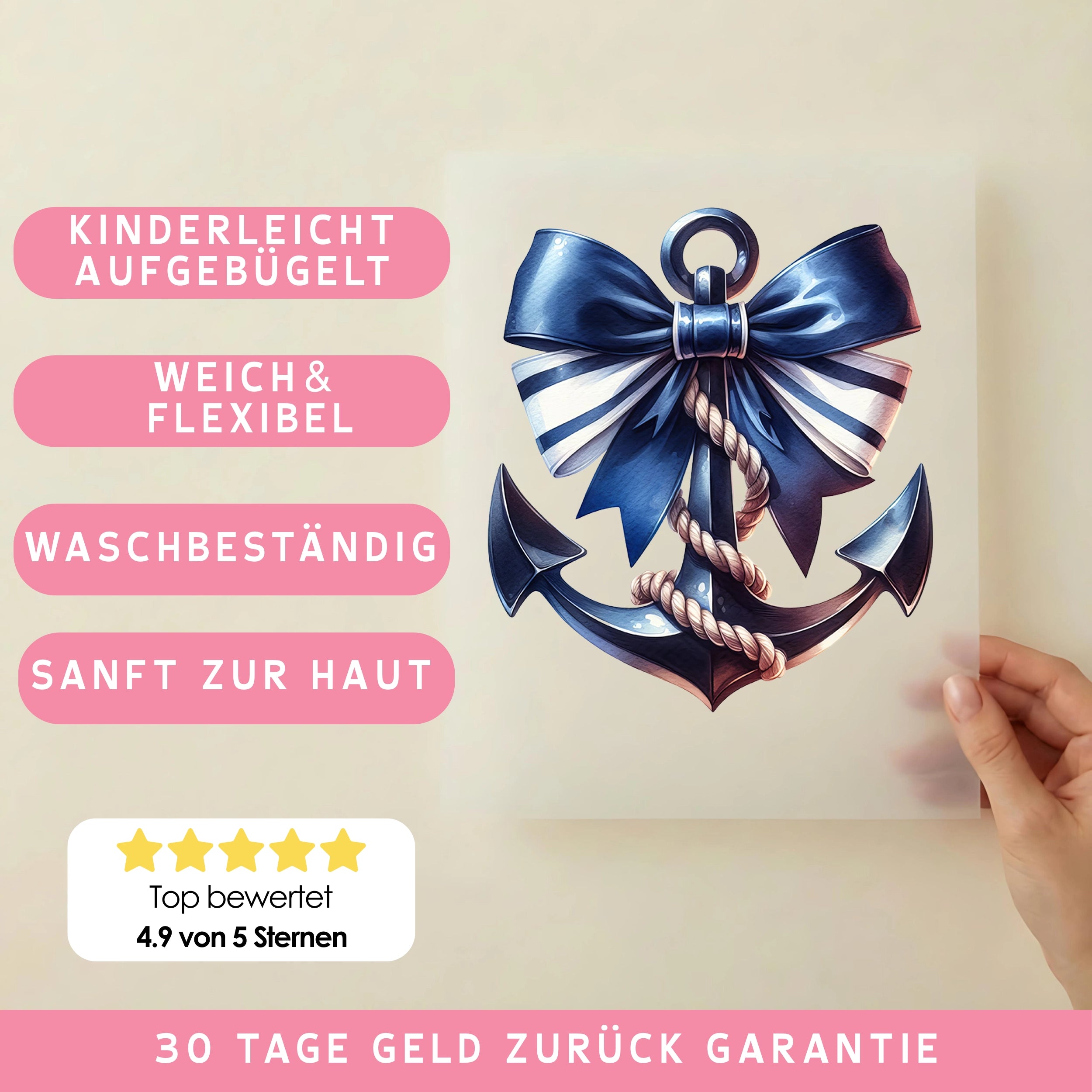 Bügelbild Matrosenbaby Anker