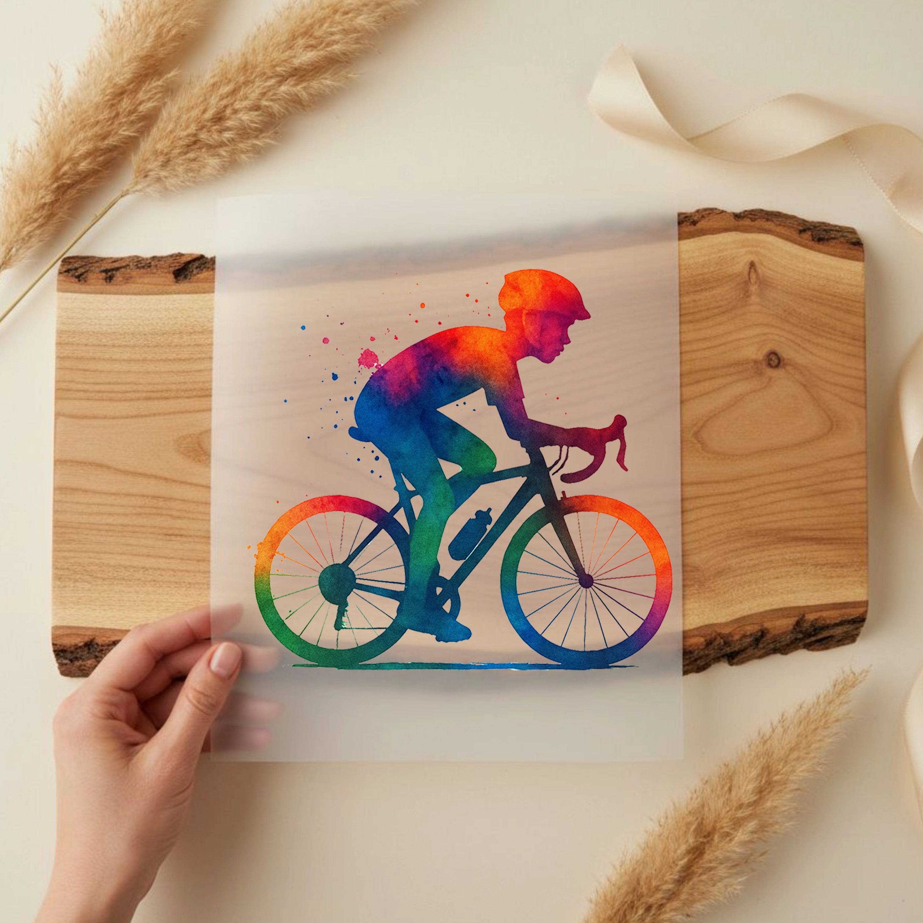 Bügelbild Fahrradfahrer Splash