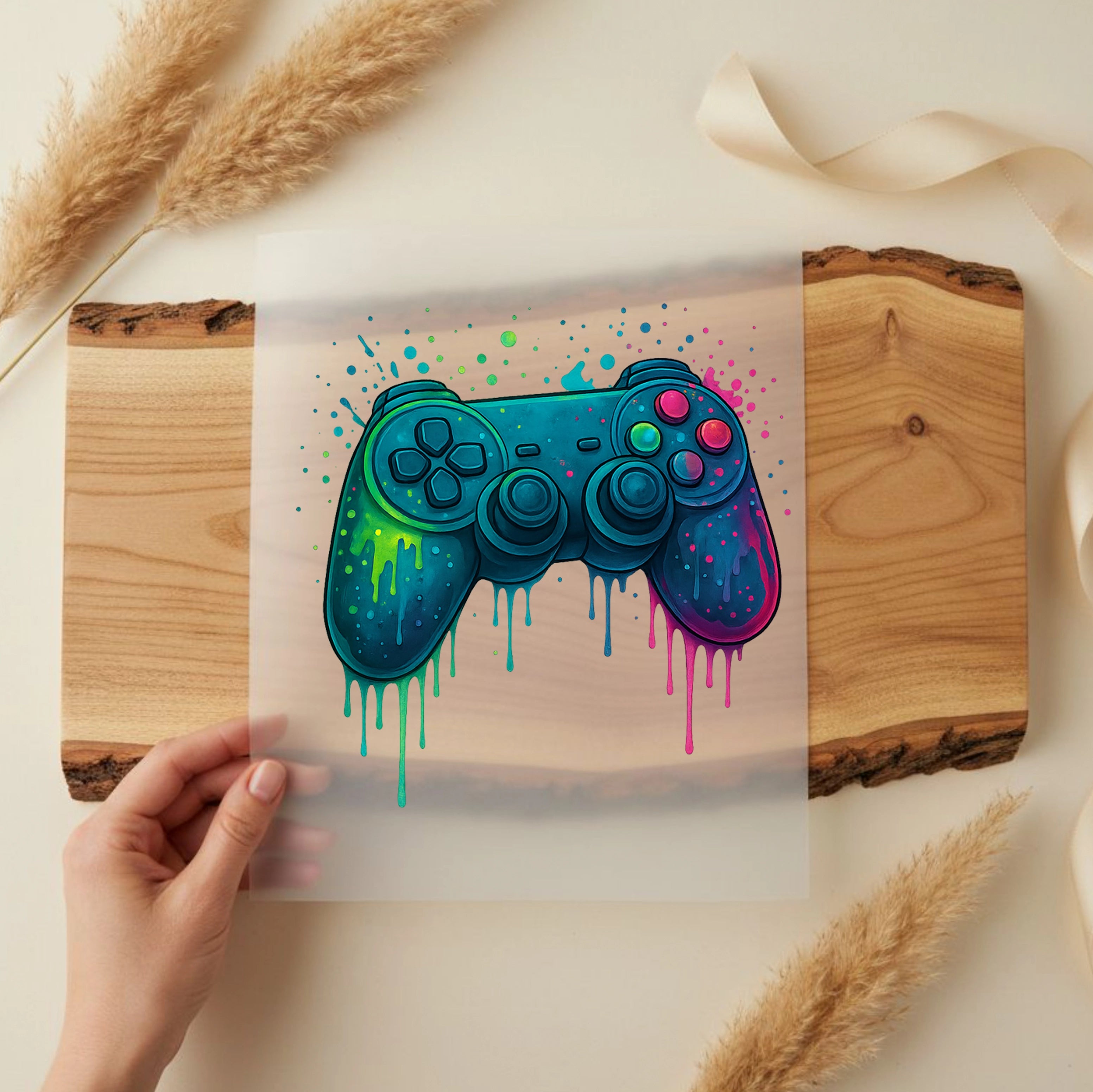 Bügelbild Grün Pinker Controller