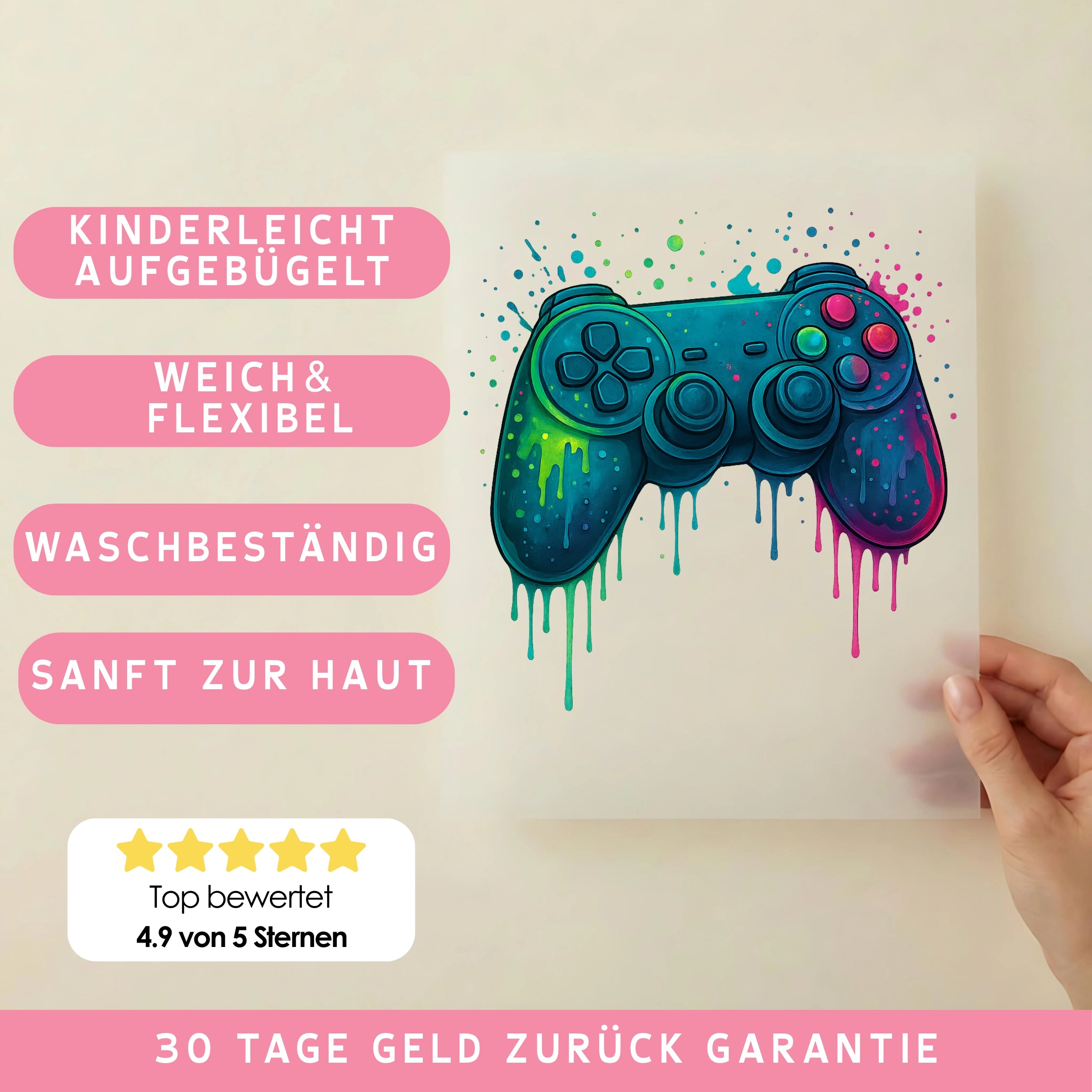 Bügelbild Grün Pinker Controller