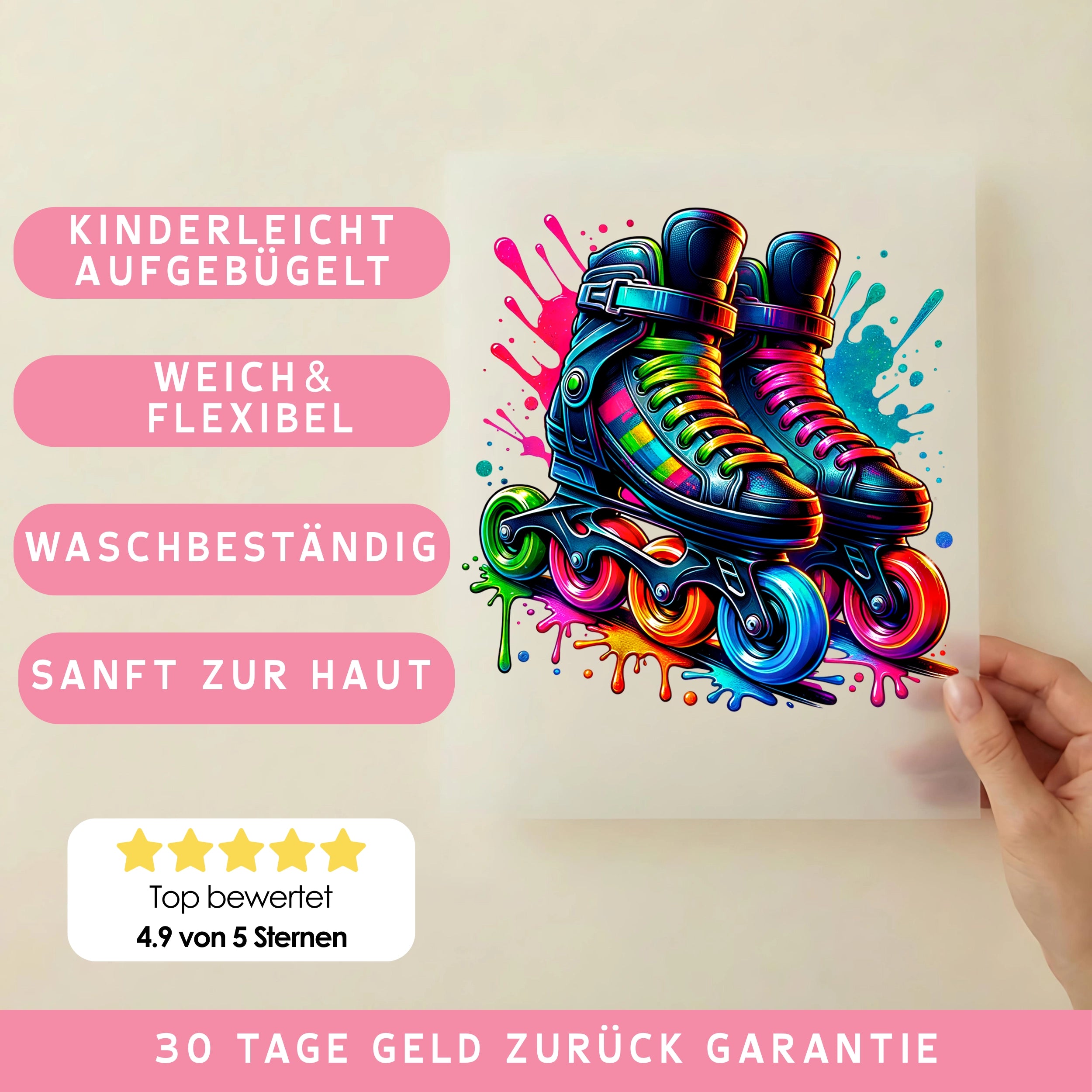 Bügelbild Bunter Inlinerspaß