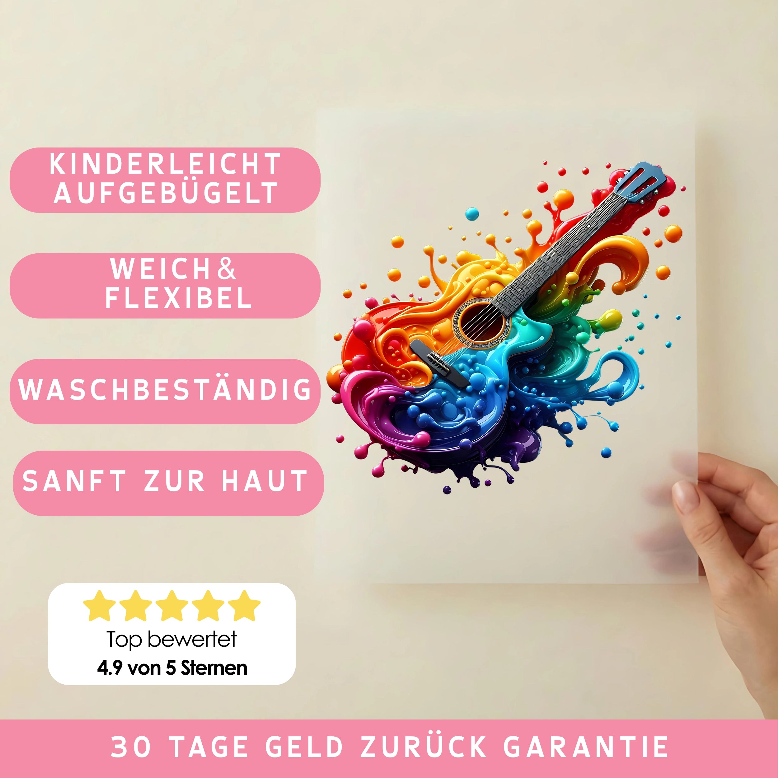 Bügelbild Gitarre Splash