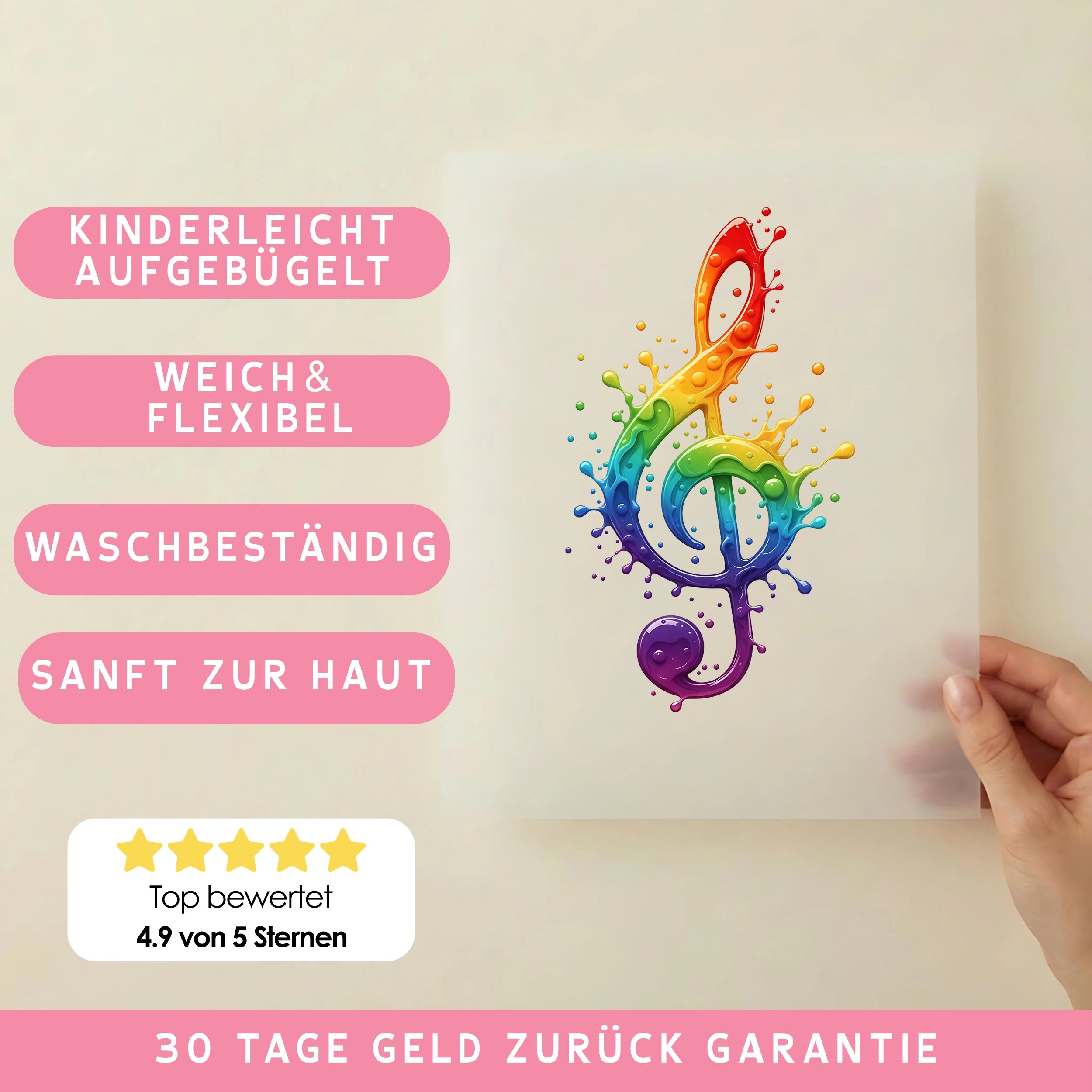Bügelbild Splash Musiknote