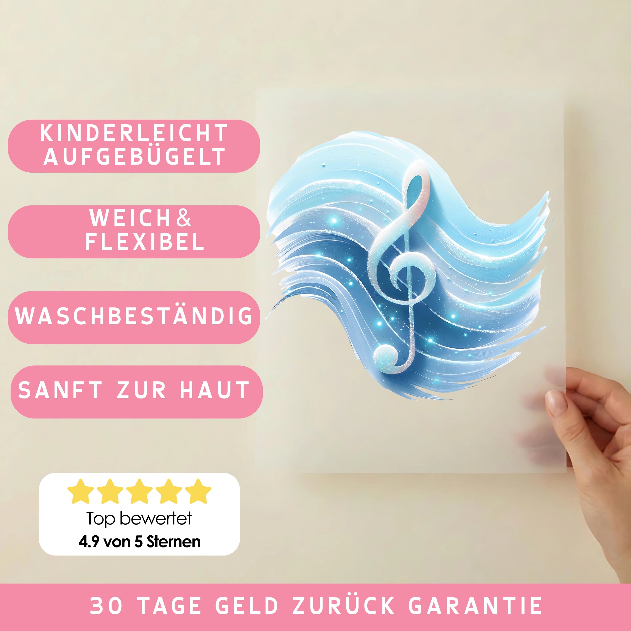 Bügelbild Notenschlüssel Zauber