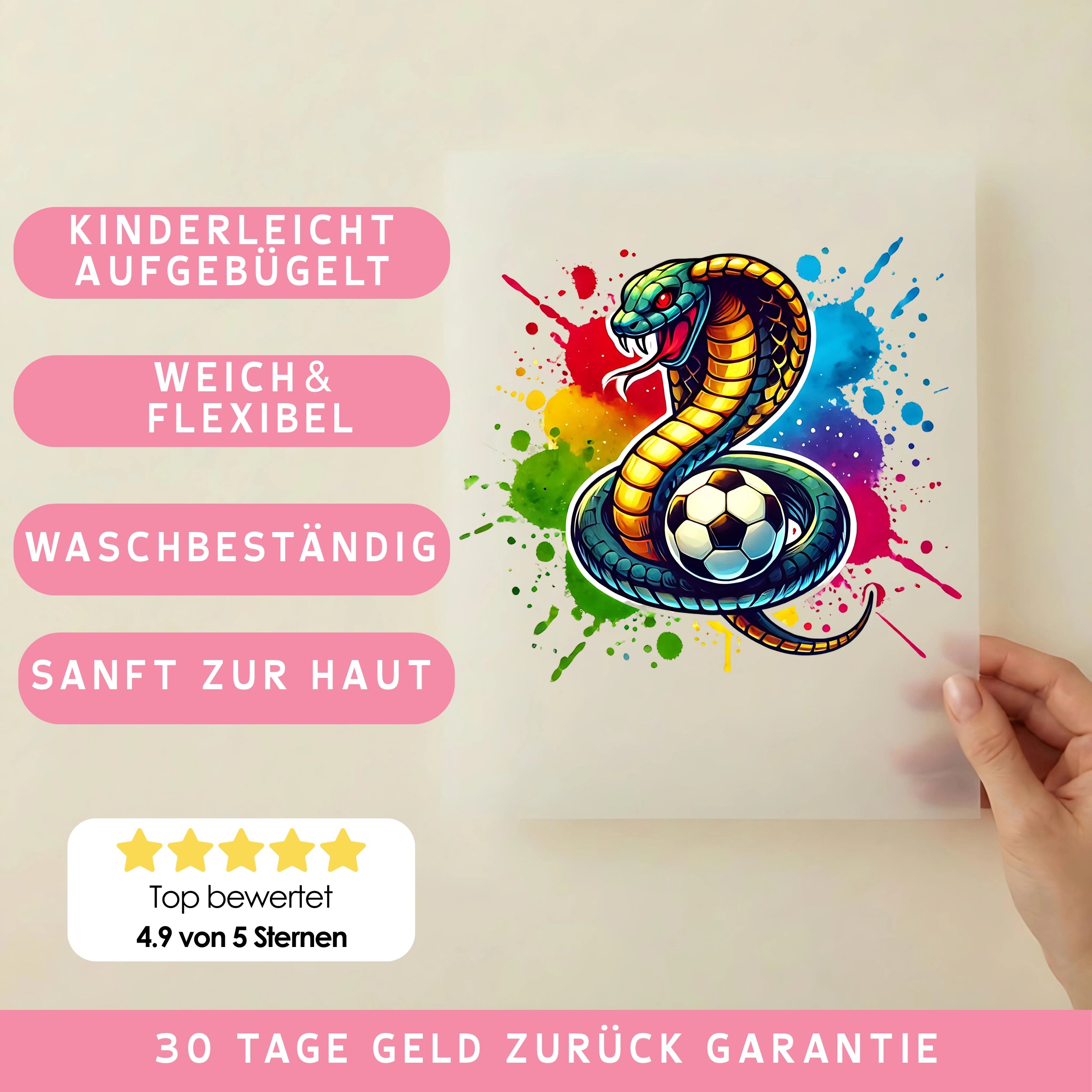 Bügelbild Fußball Snake Shot