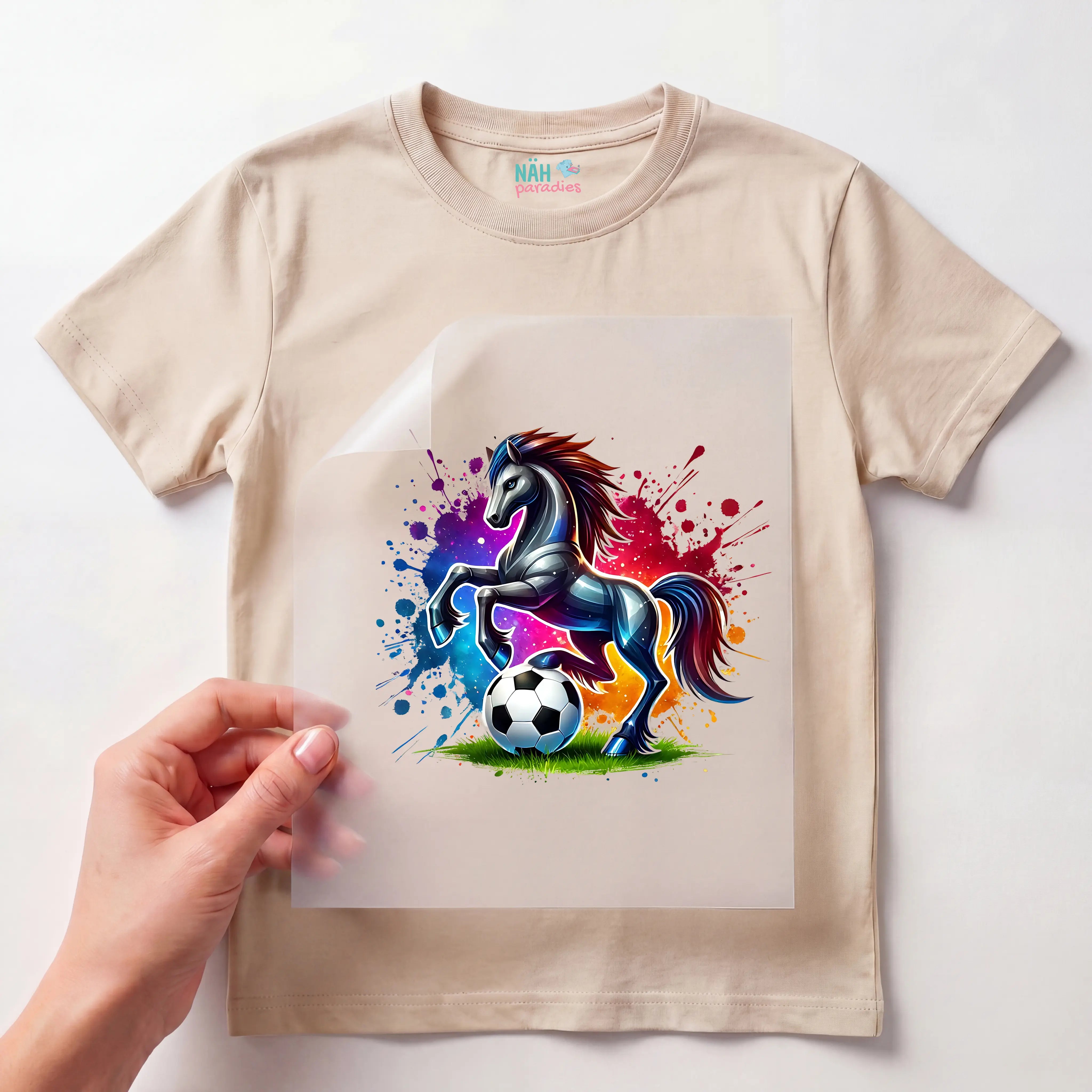 Bügelbild Fußball Pferd Goalgalopp