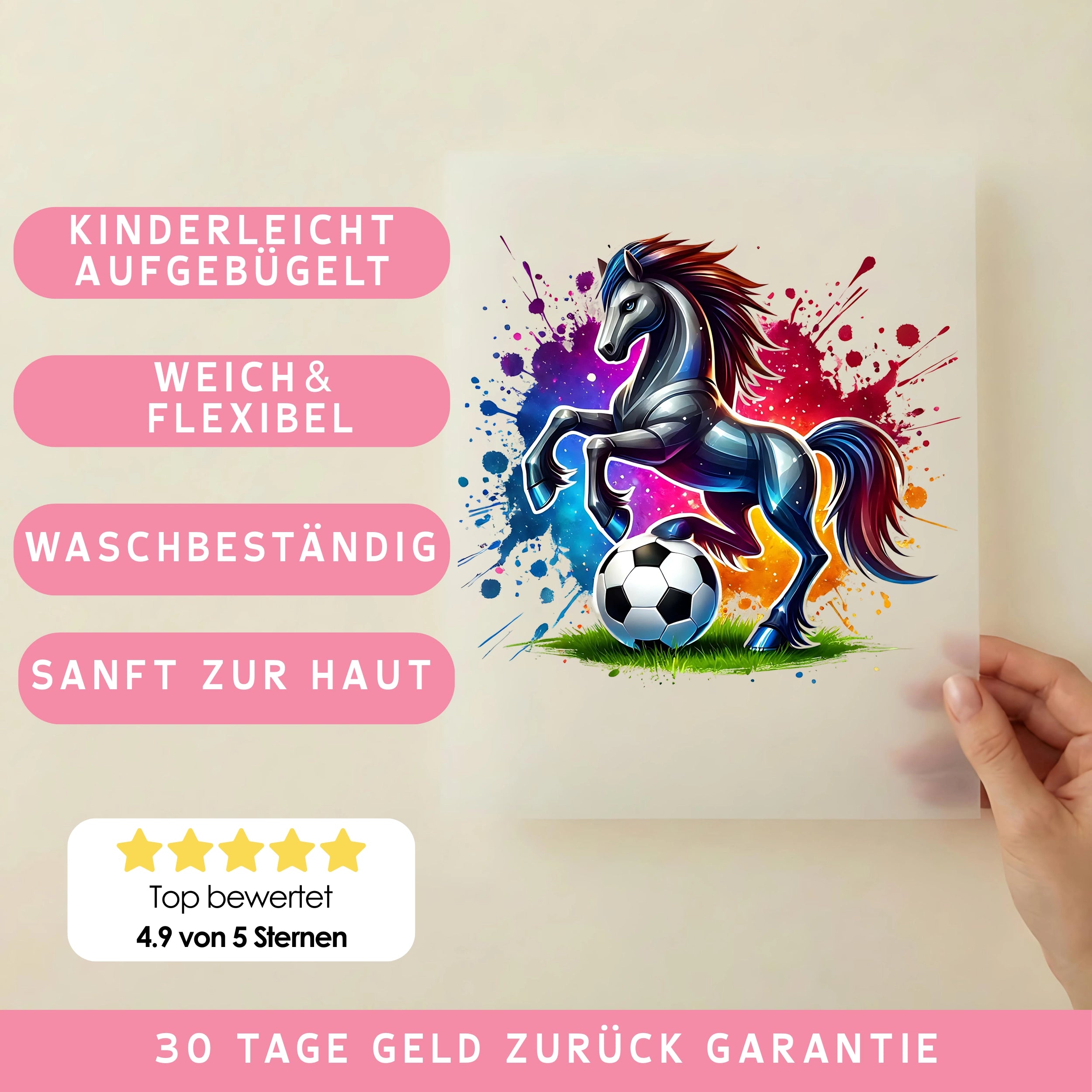 Bügelbild Fußball Pferd Goalgalopp