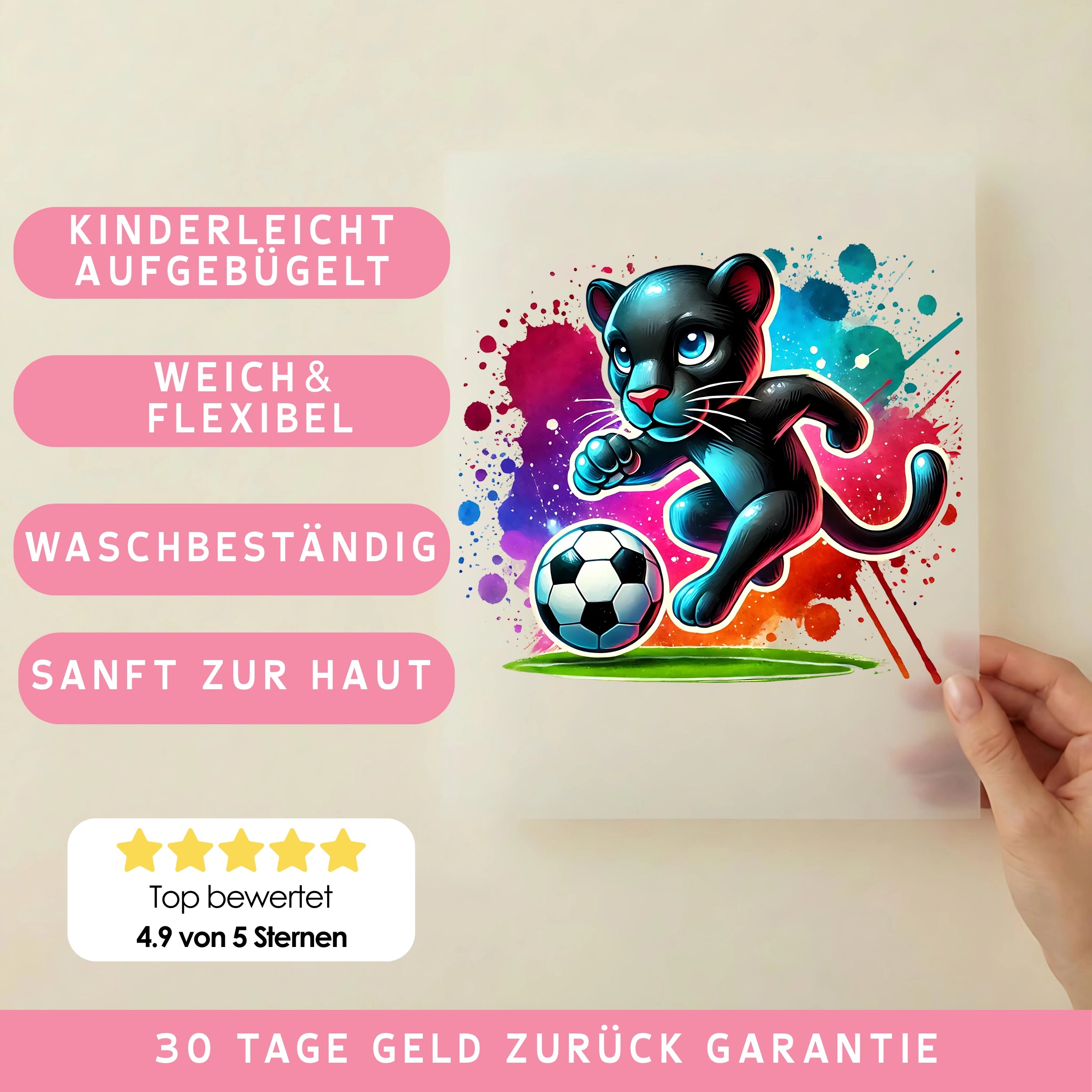 Bügelbild Fußball Panther Speedkick