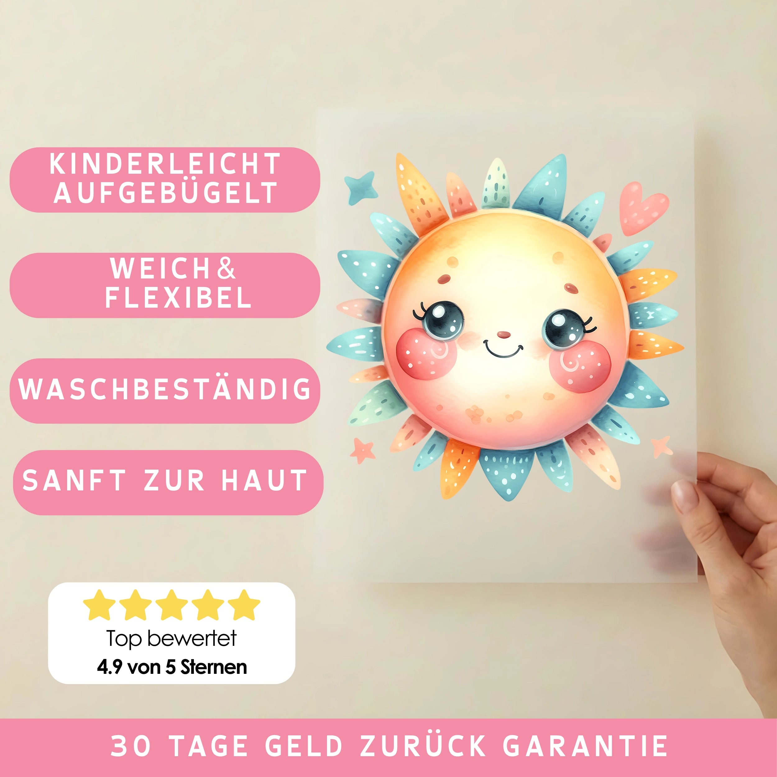 Bügelbild Sonne Glückliche Strahlen