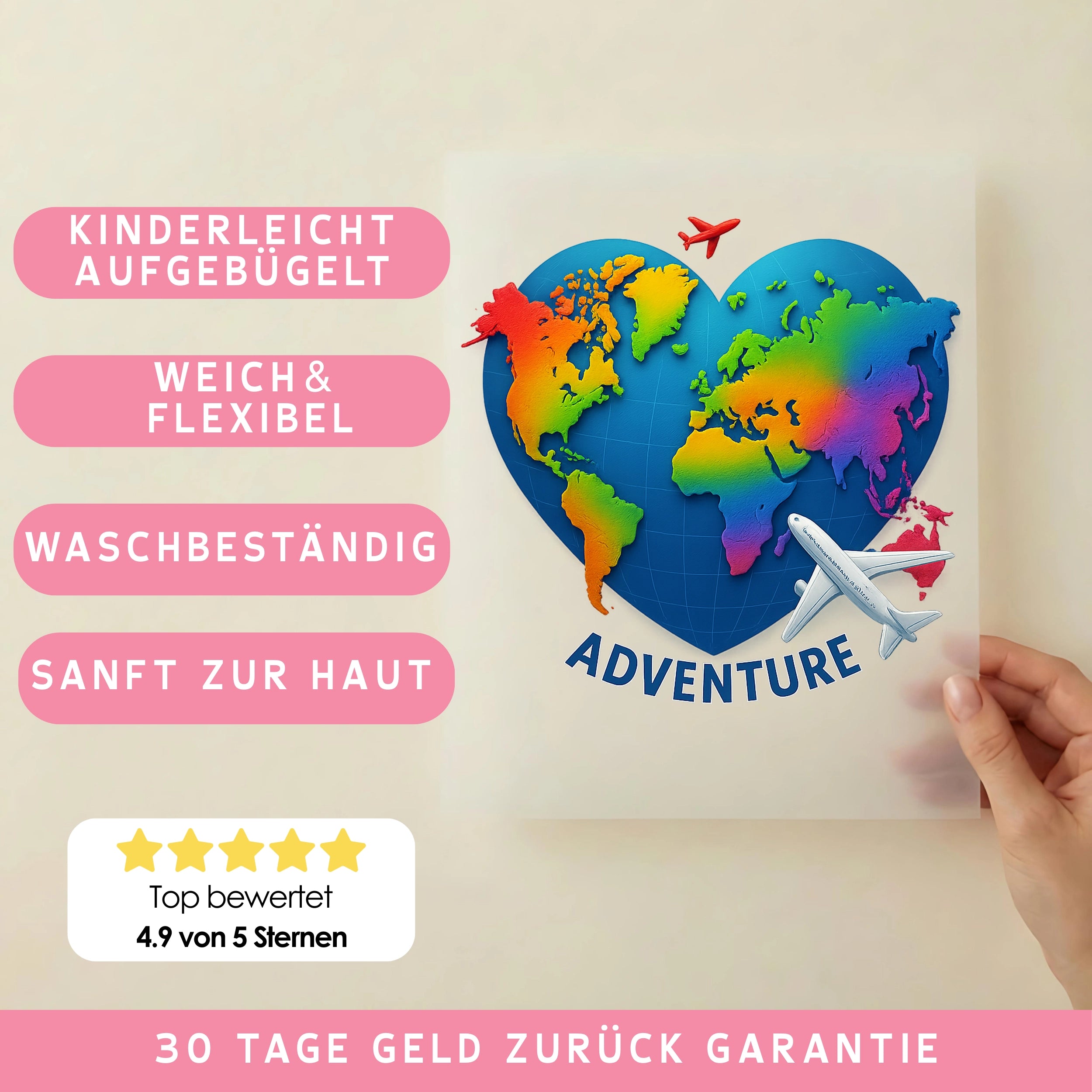 Bügelbild Adventure Herzliche Erde