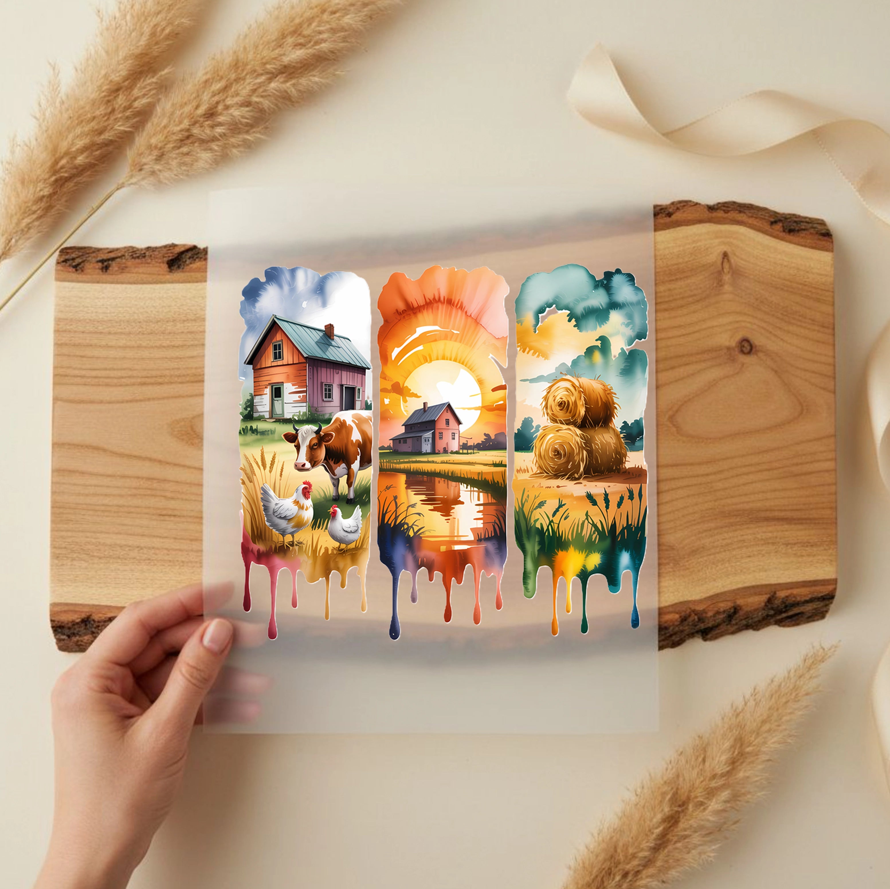 Bügelbild Bauernhof Sommerabend