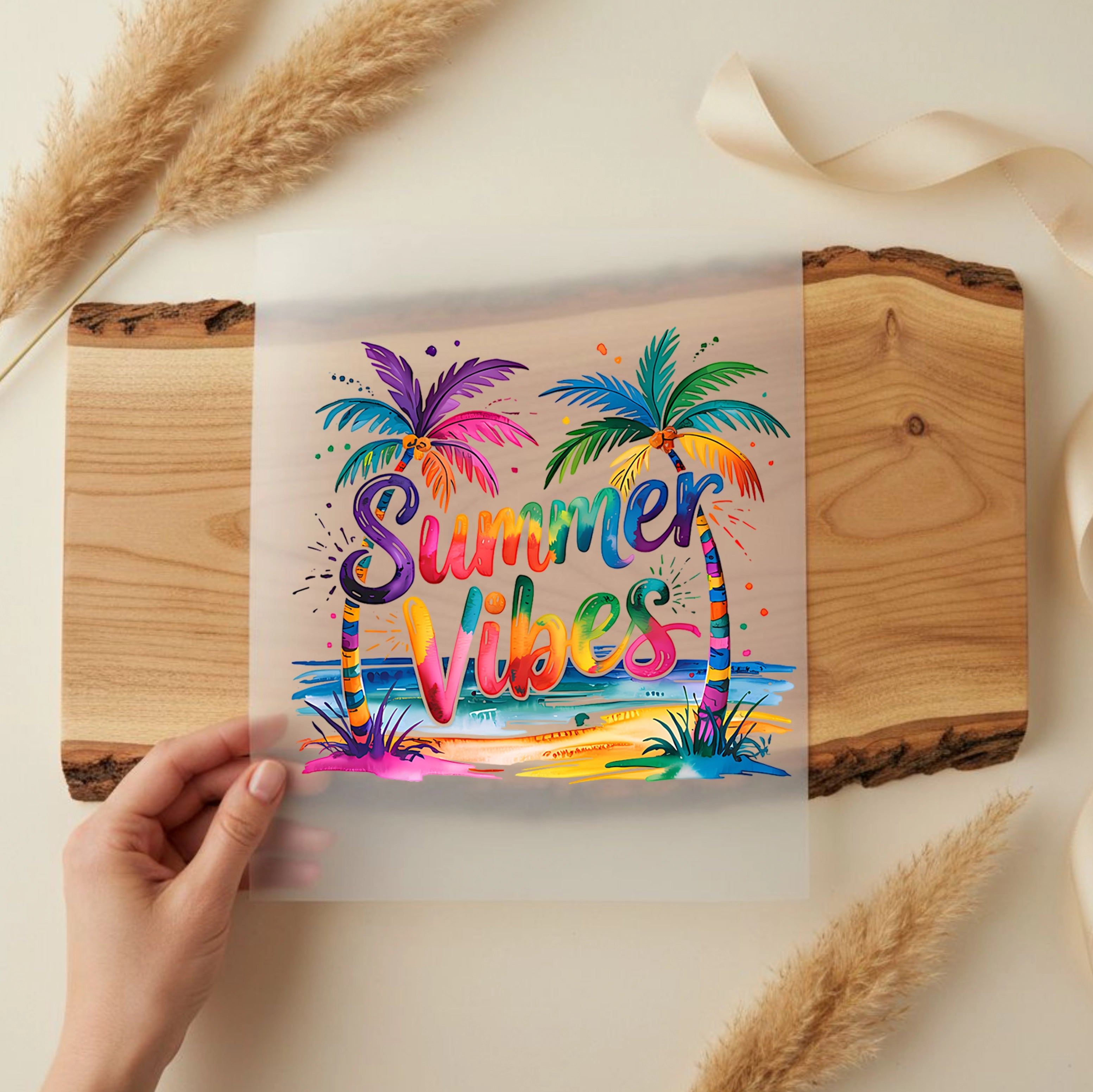 Bügelbild Summervibes Bunte Palmen