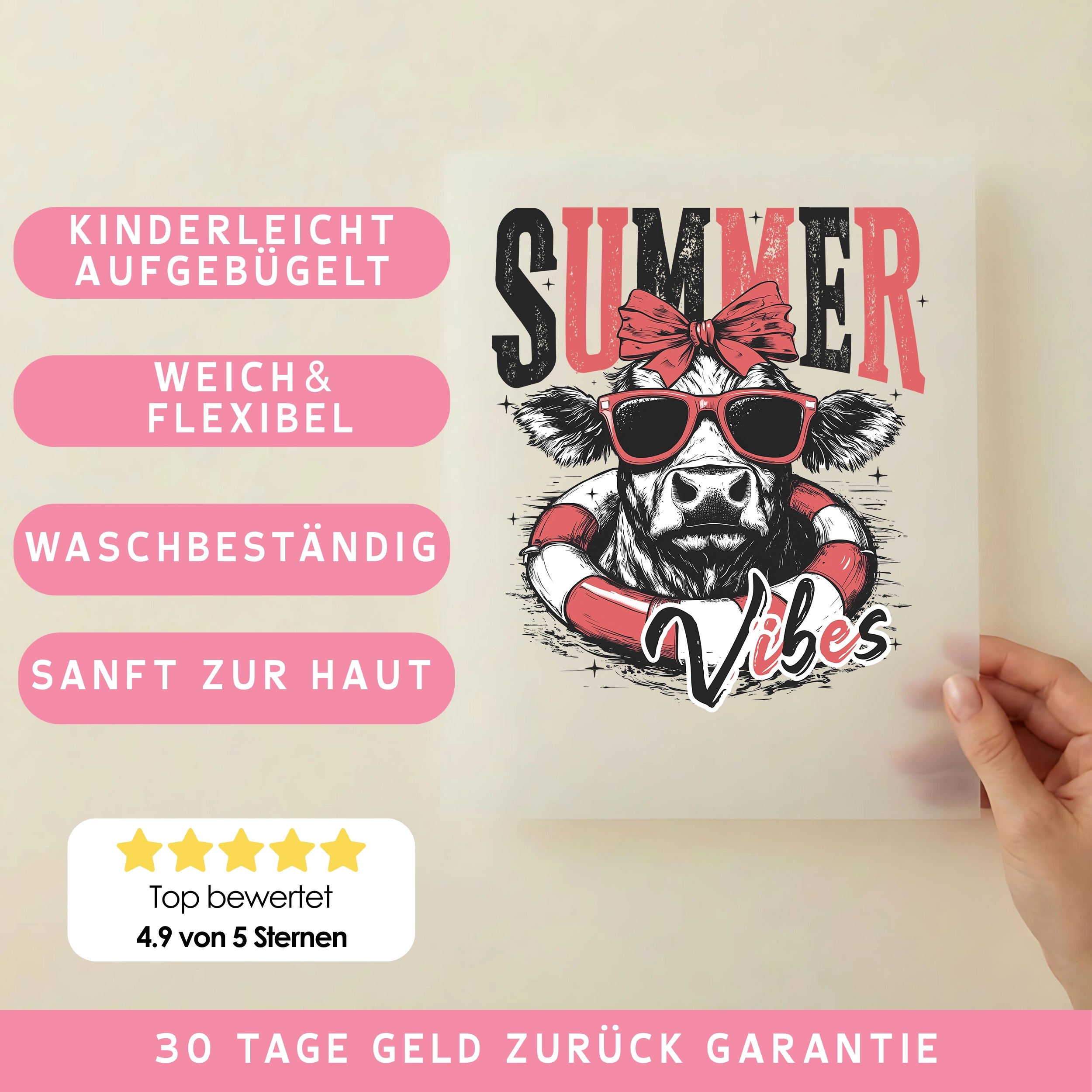 Bügelbild Summer Kuh Vibes