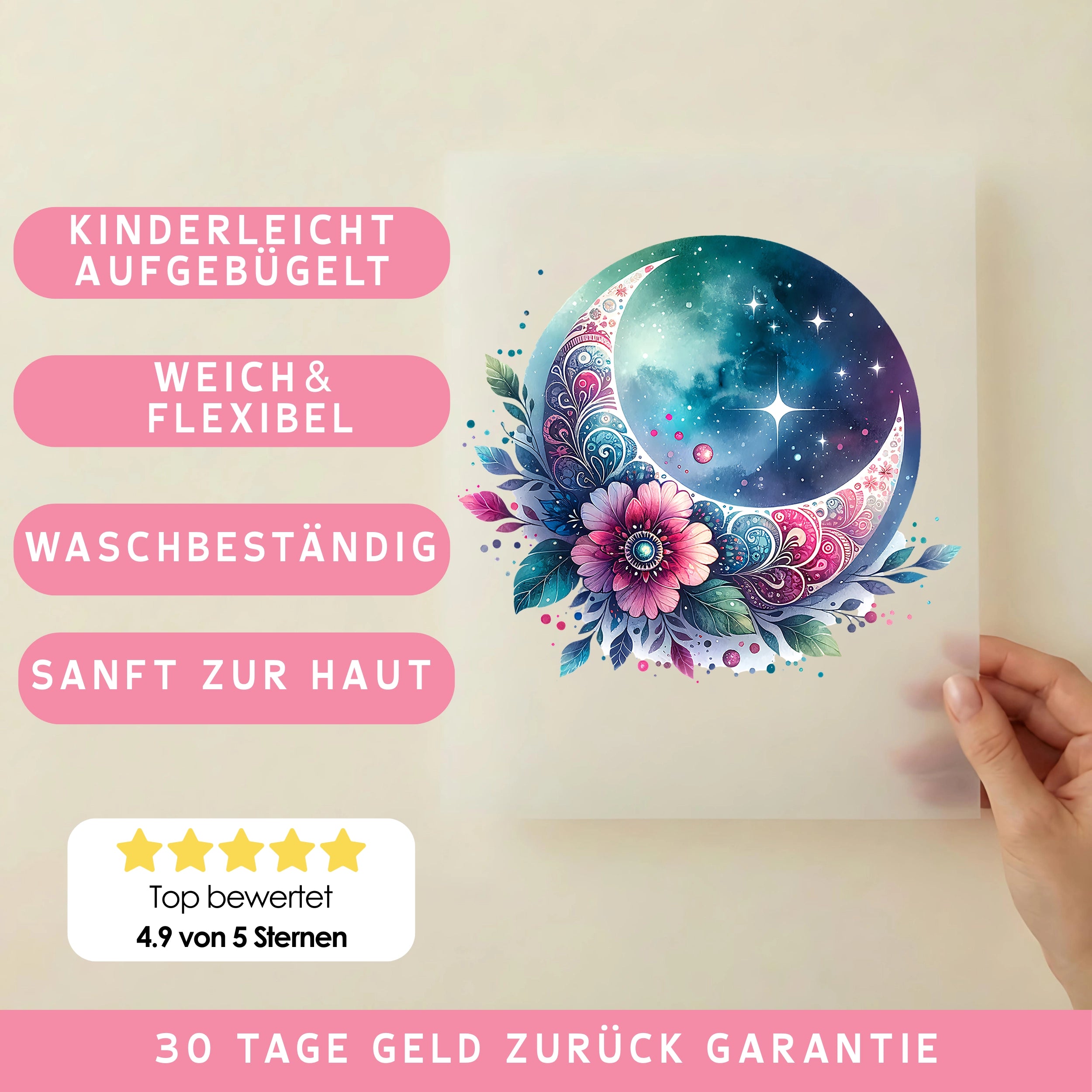 Bügelbild Floraler Traum Mond