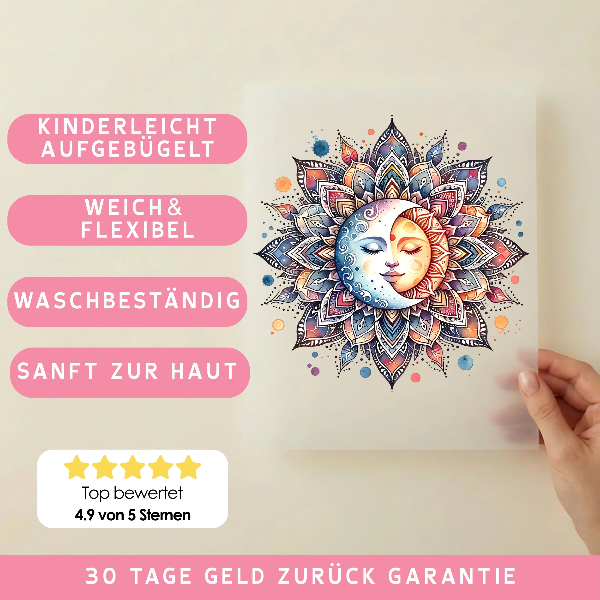 Bügelbild Mandala Sonne Mond