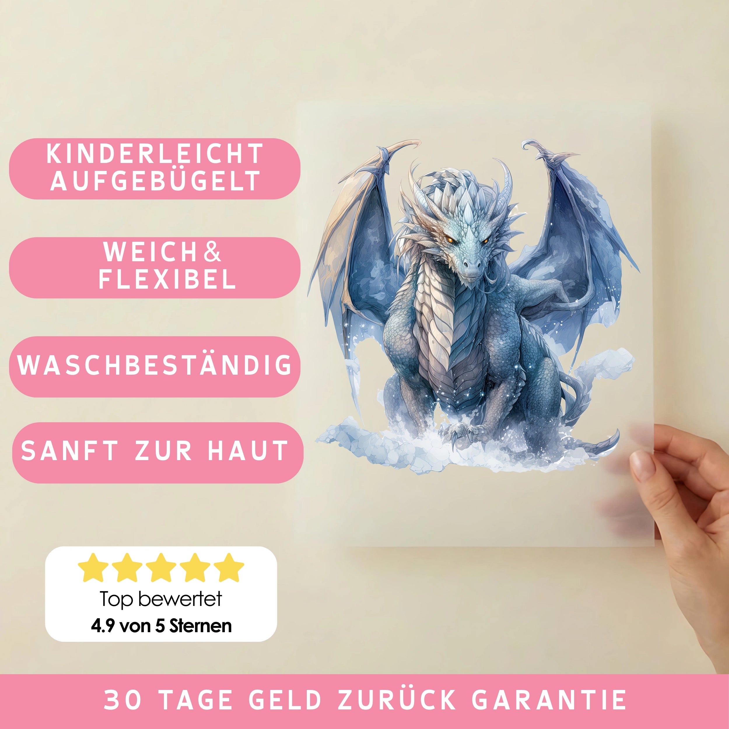 Bügelbild Drache Schneeodem
