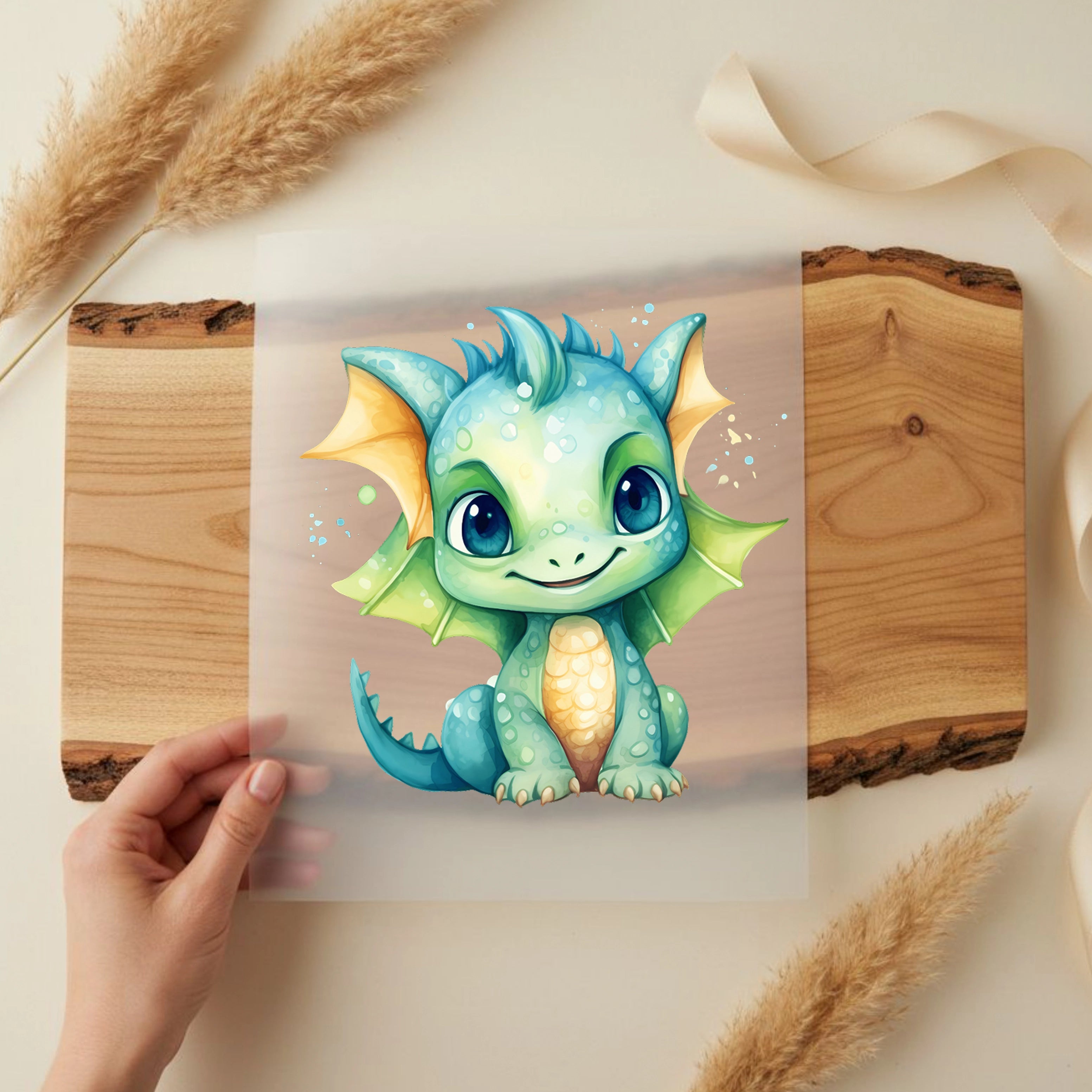 Bügelbild Drachenbaby Grün