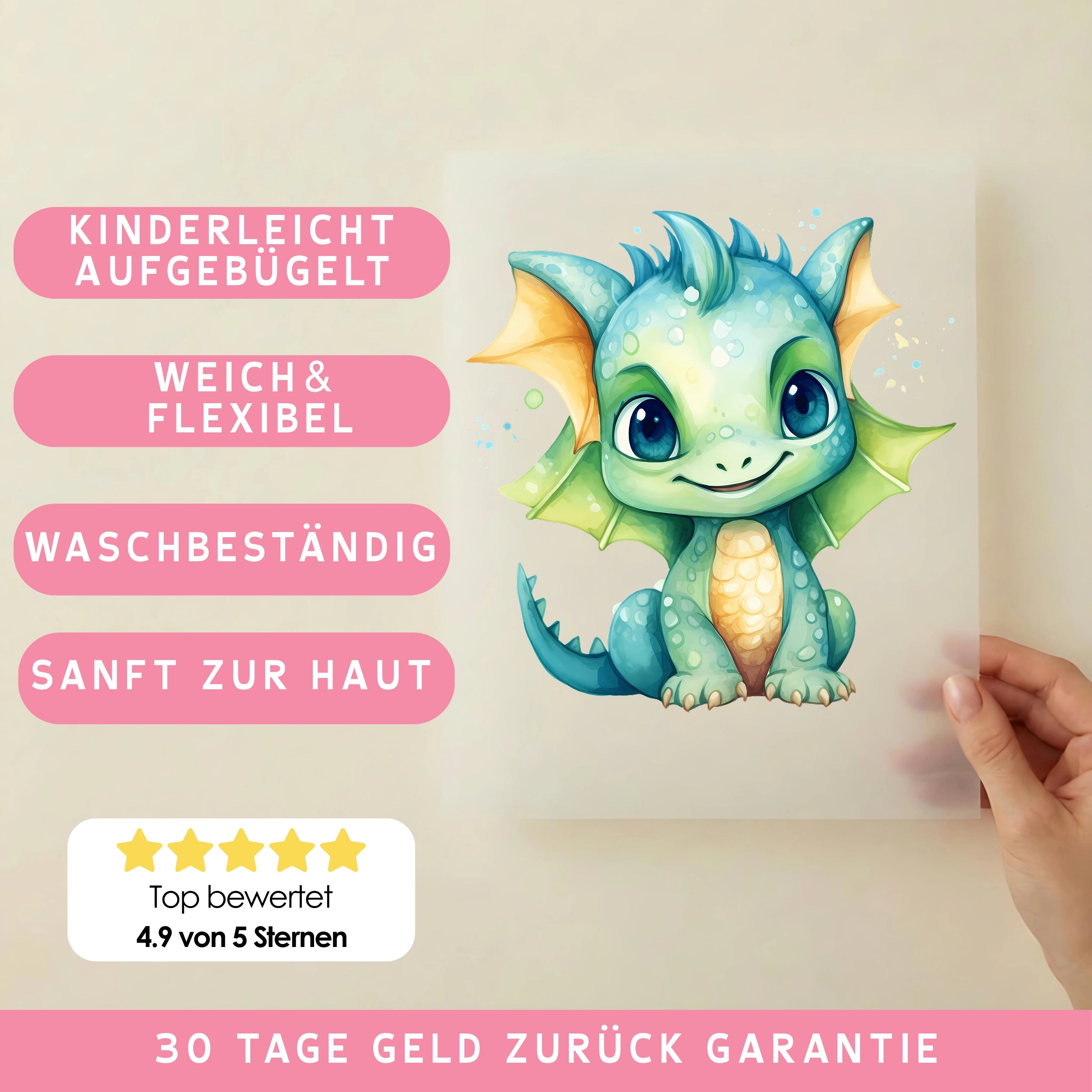 Bügelbild Drachenbaby Grün