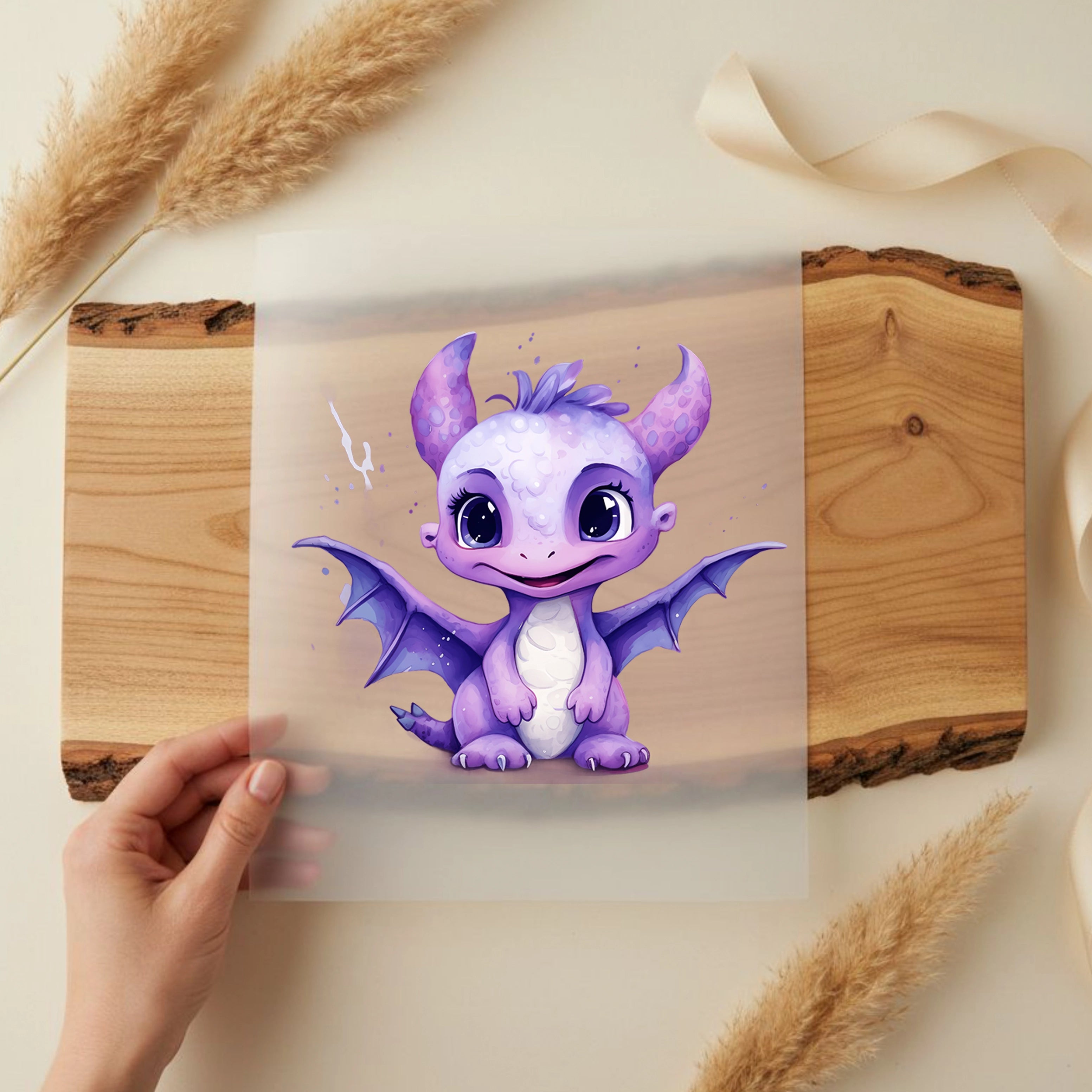 Bügelbild Drachenbaby Lila