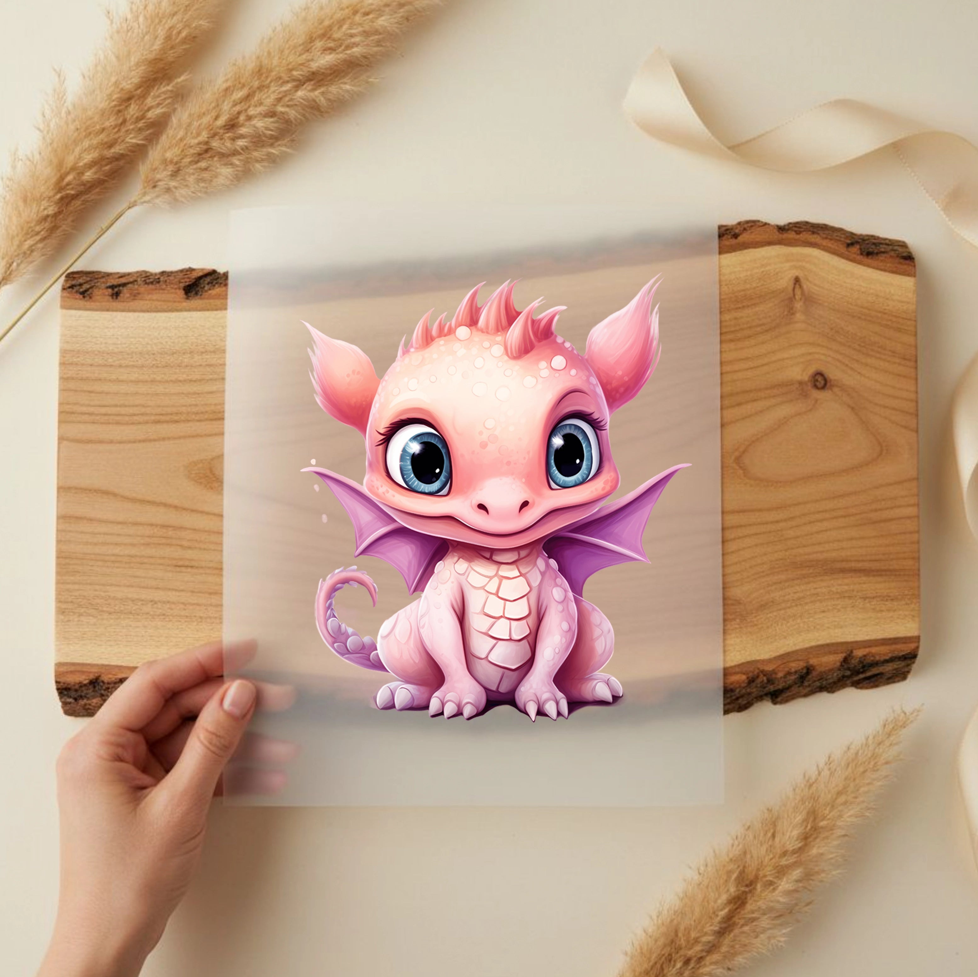 Bügelbild Drachenbaby Rosa