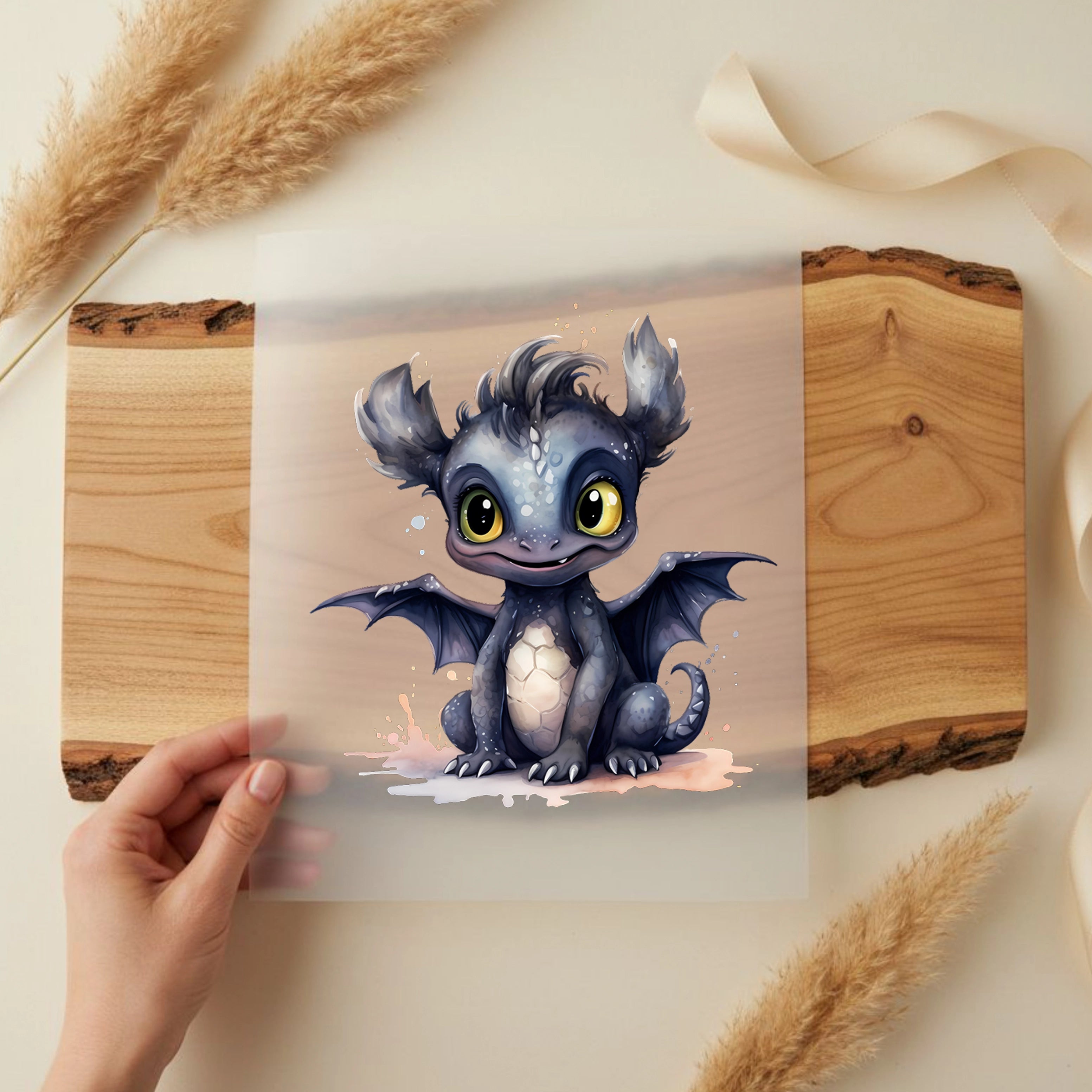 Bügelbild Drachenbaby Schwarz