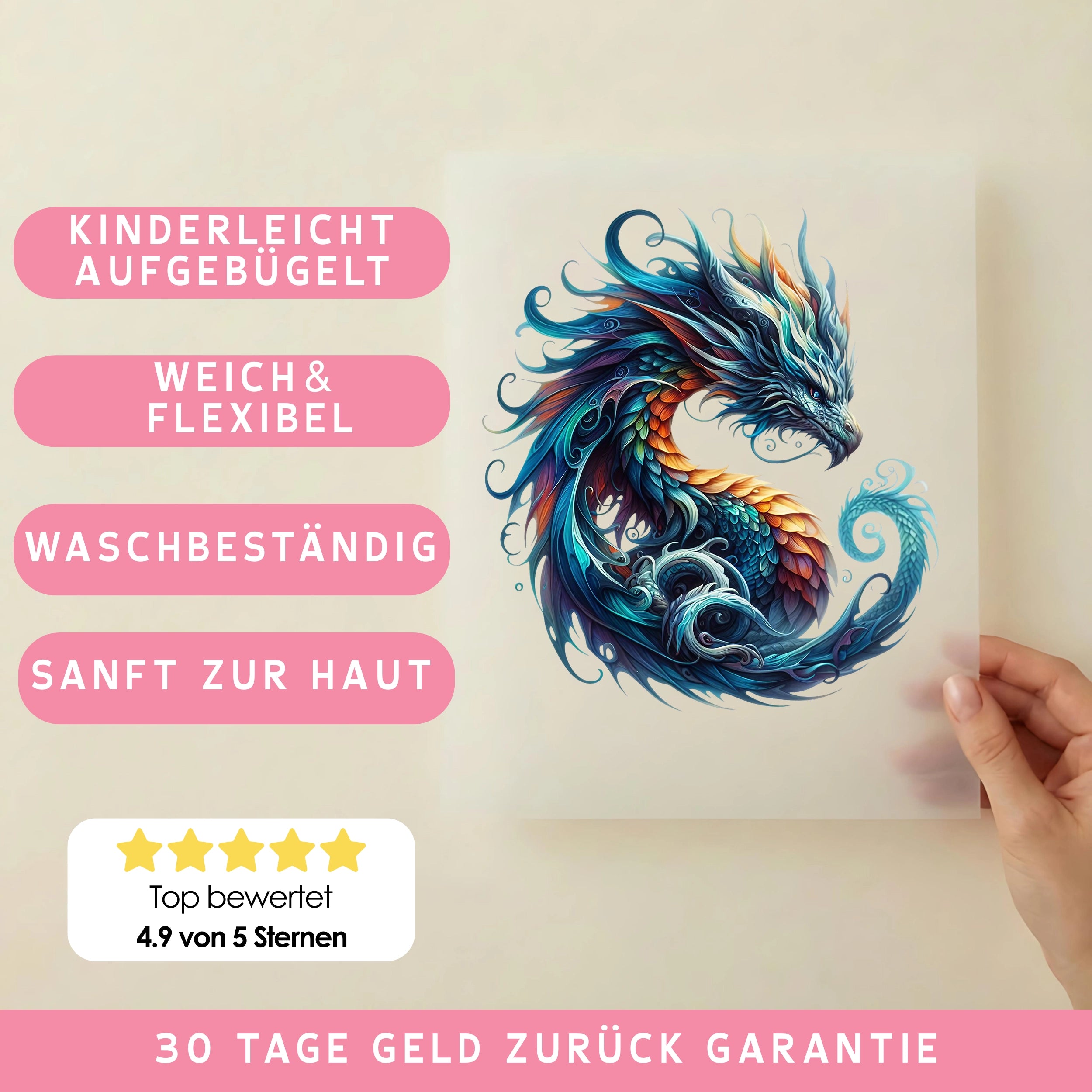 Bügelbild Drache Flammenwind Azaria