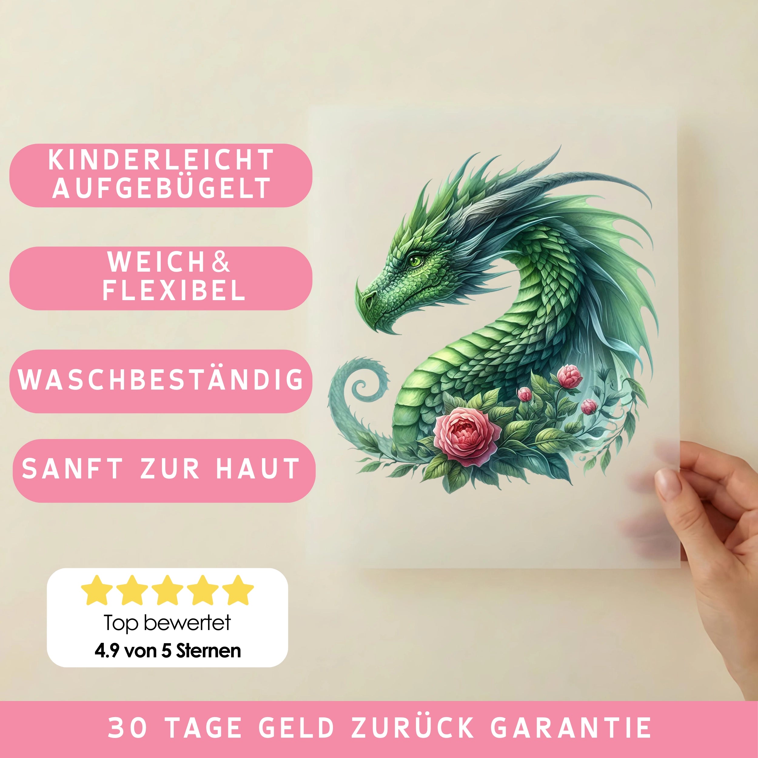Bügelbild Drache Blütenwind Serafyn