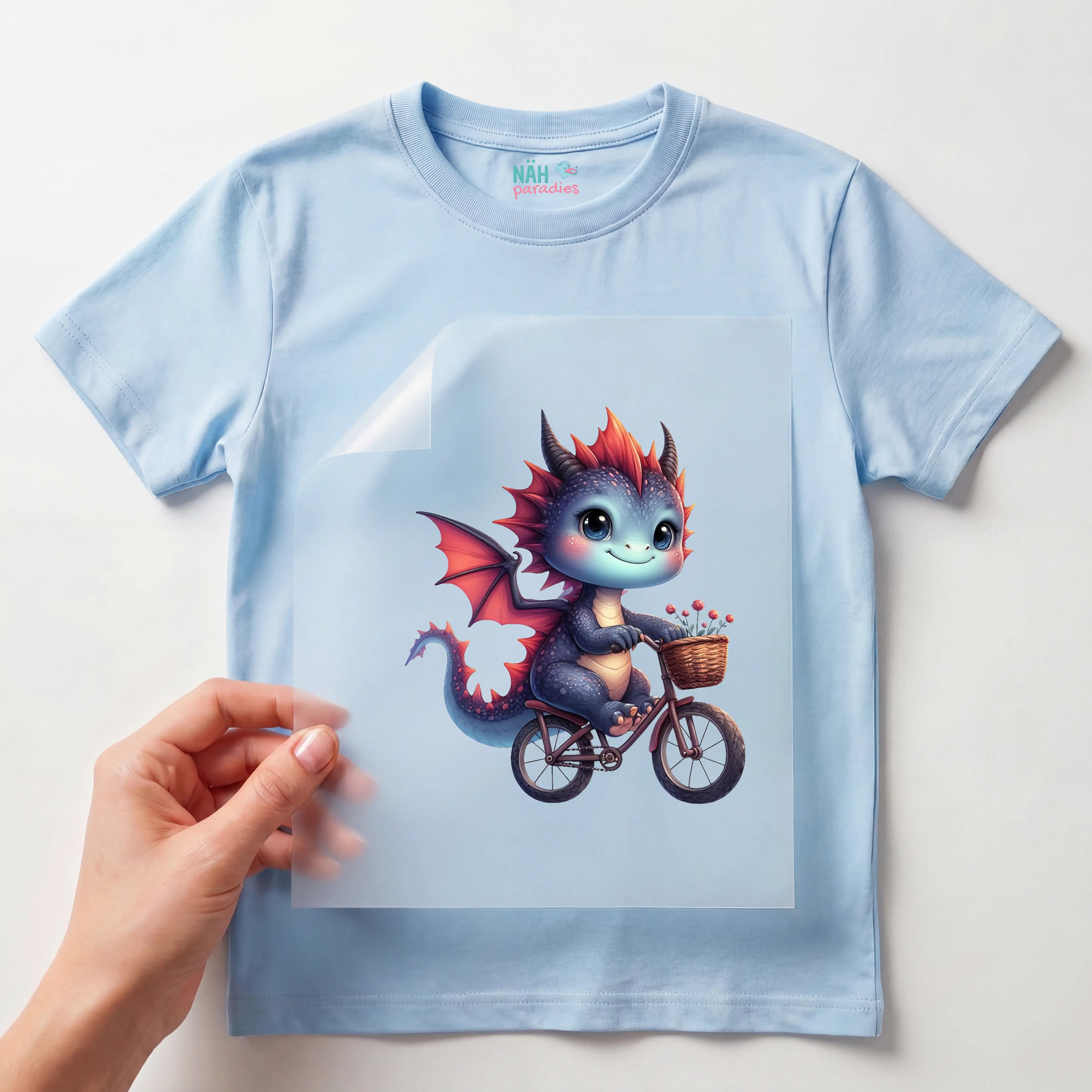 Bügelbild Fahrradheld Finn der Drache