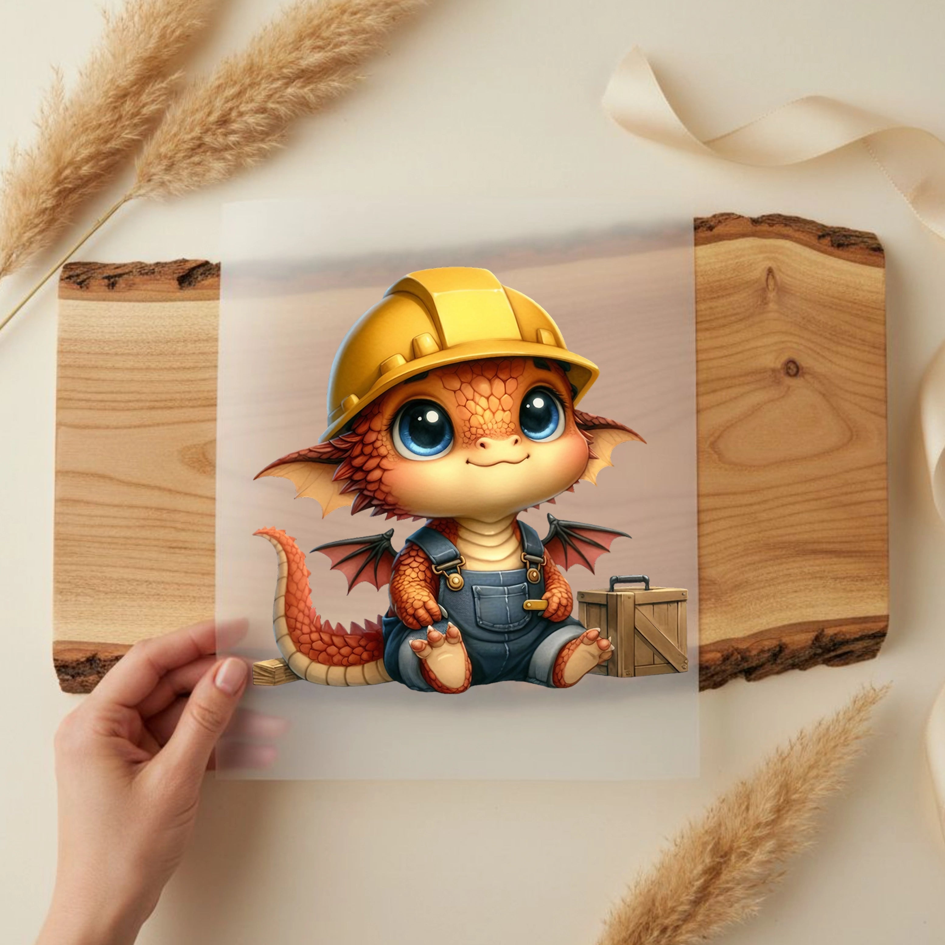 Bügelbild Drache Bauleiter Babyflamme