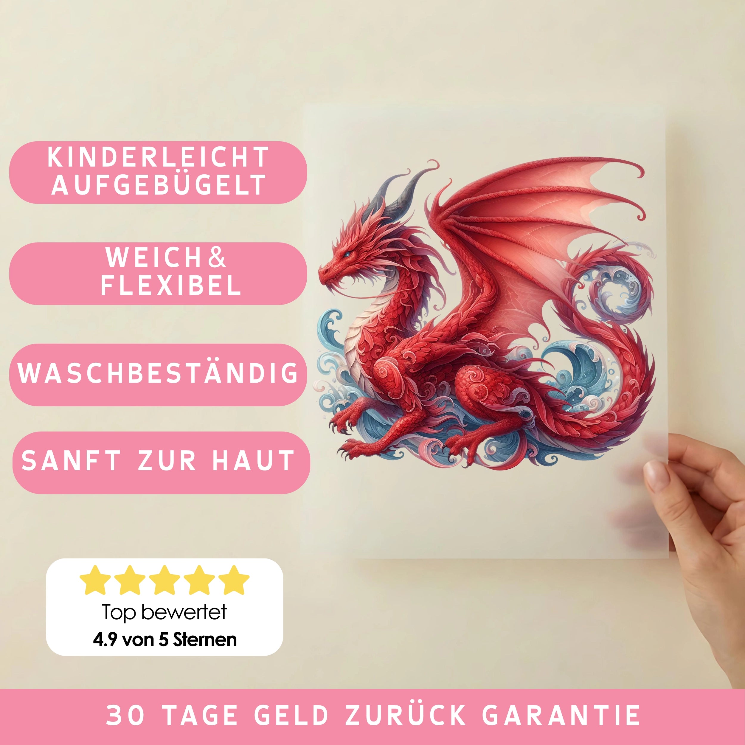 Bügelbild Drache Rotsturm