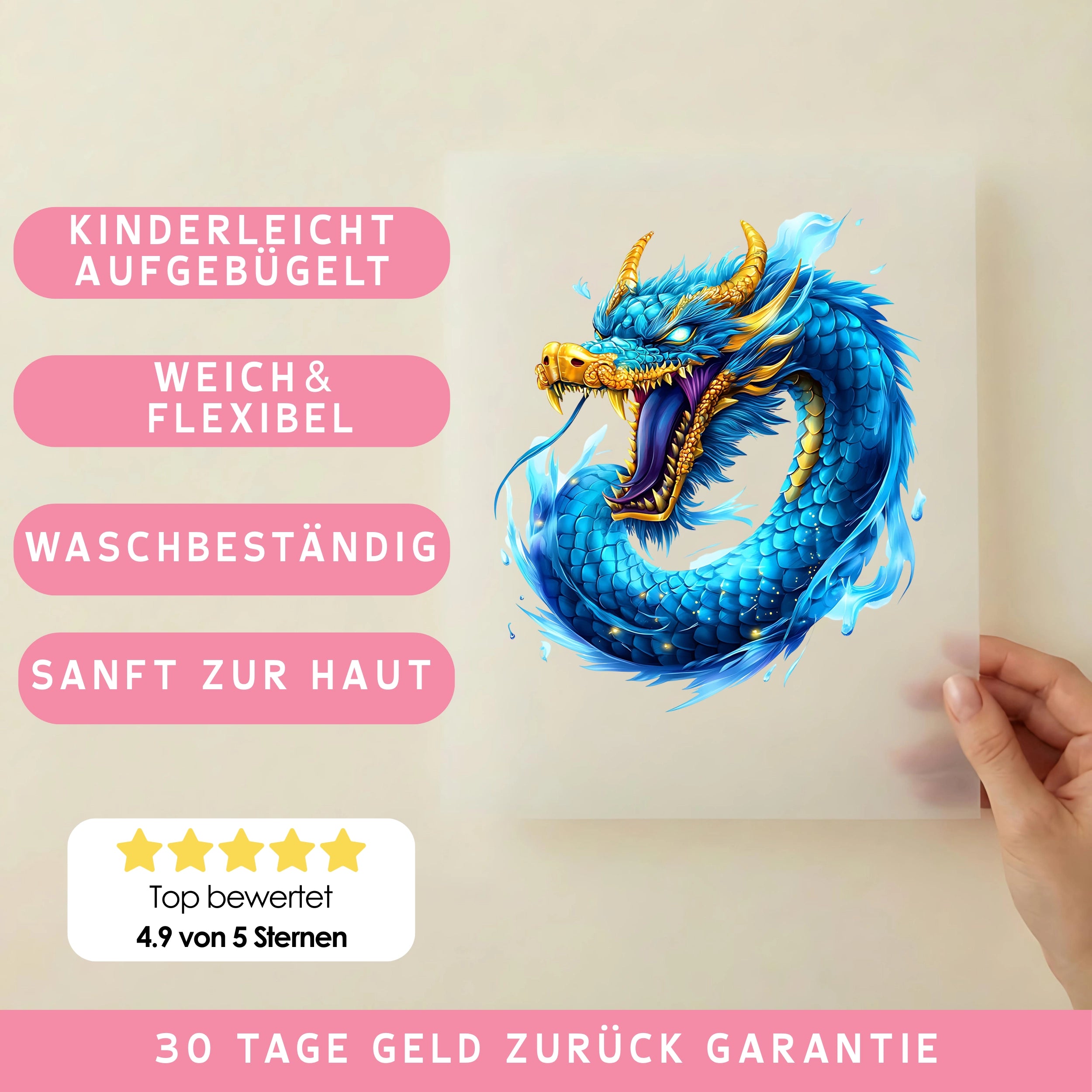Bügelbild Drache Sturmwasser
