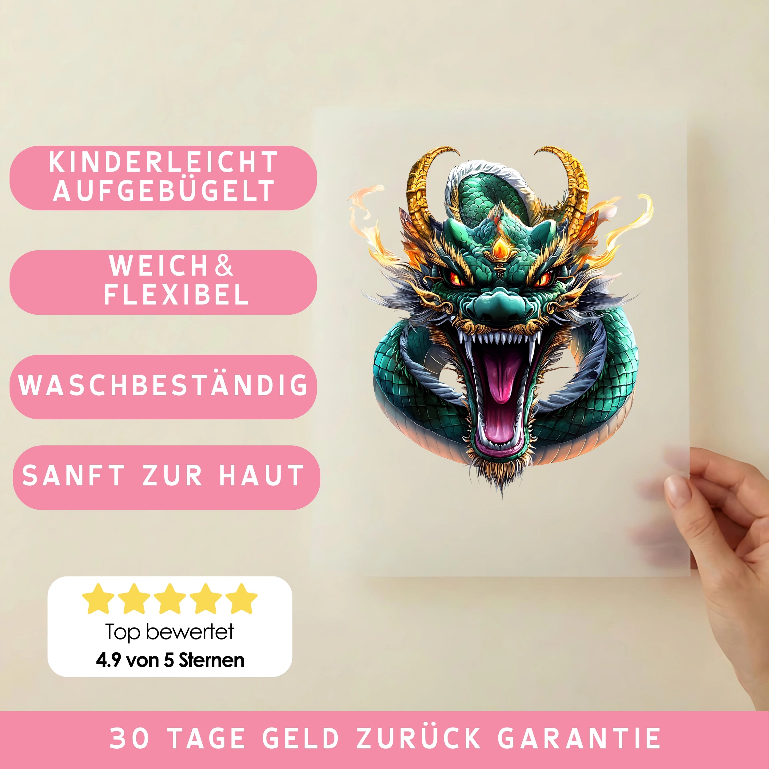 Bügelbild Drache Smaragdfeuer
