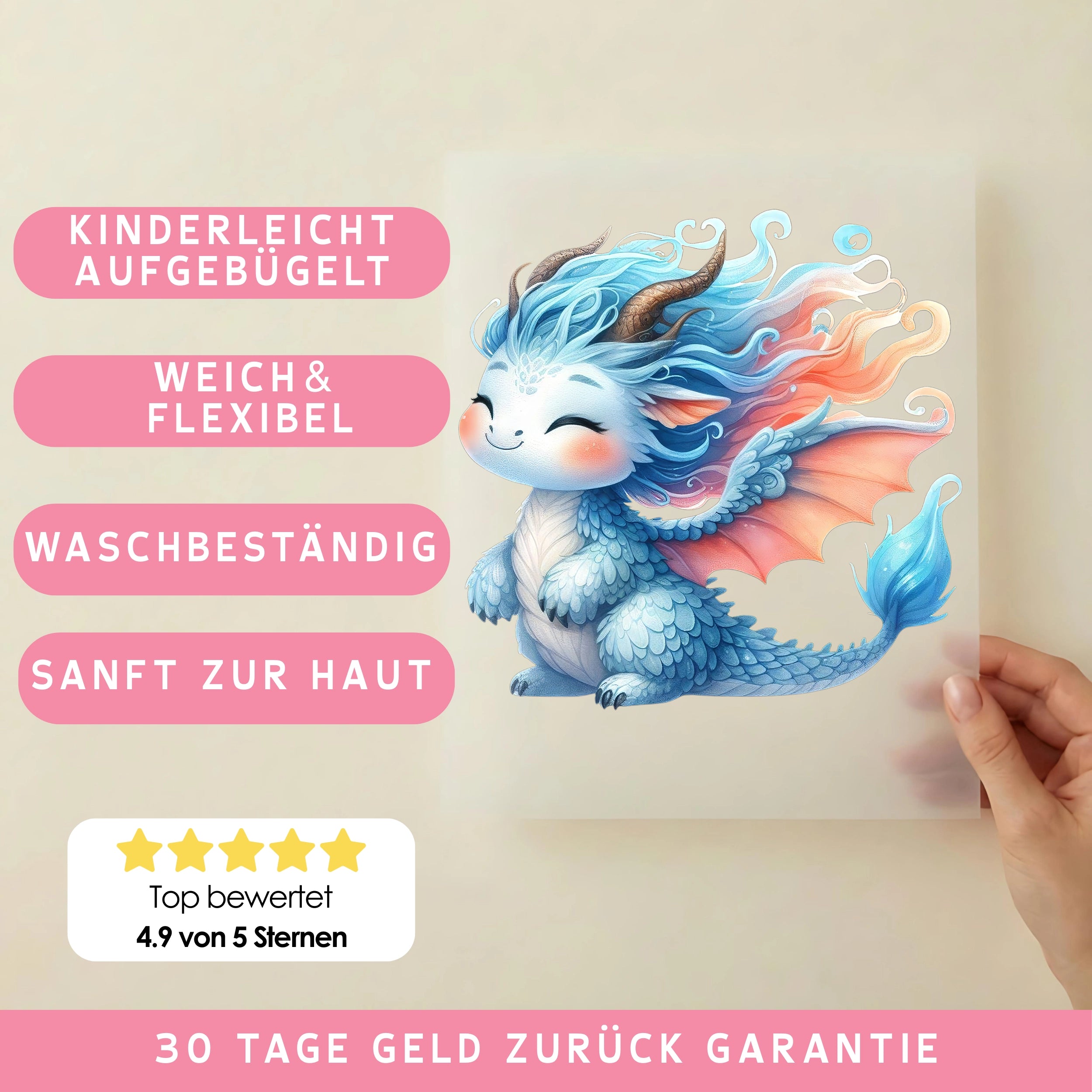 Bügelbild Drache Eisfunken
