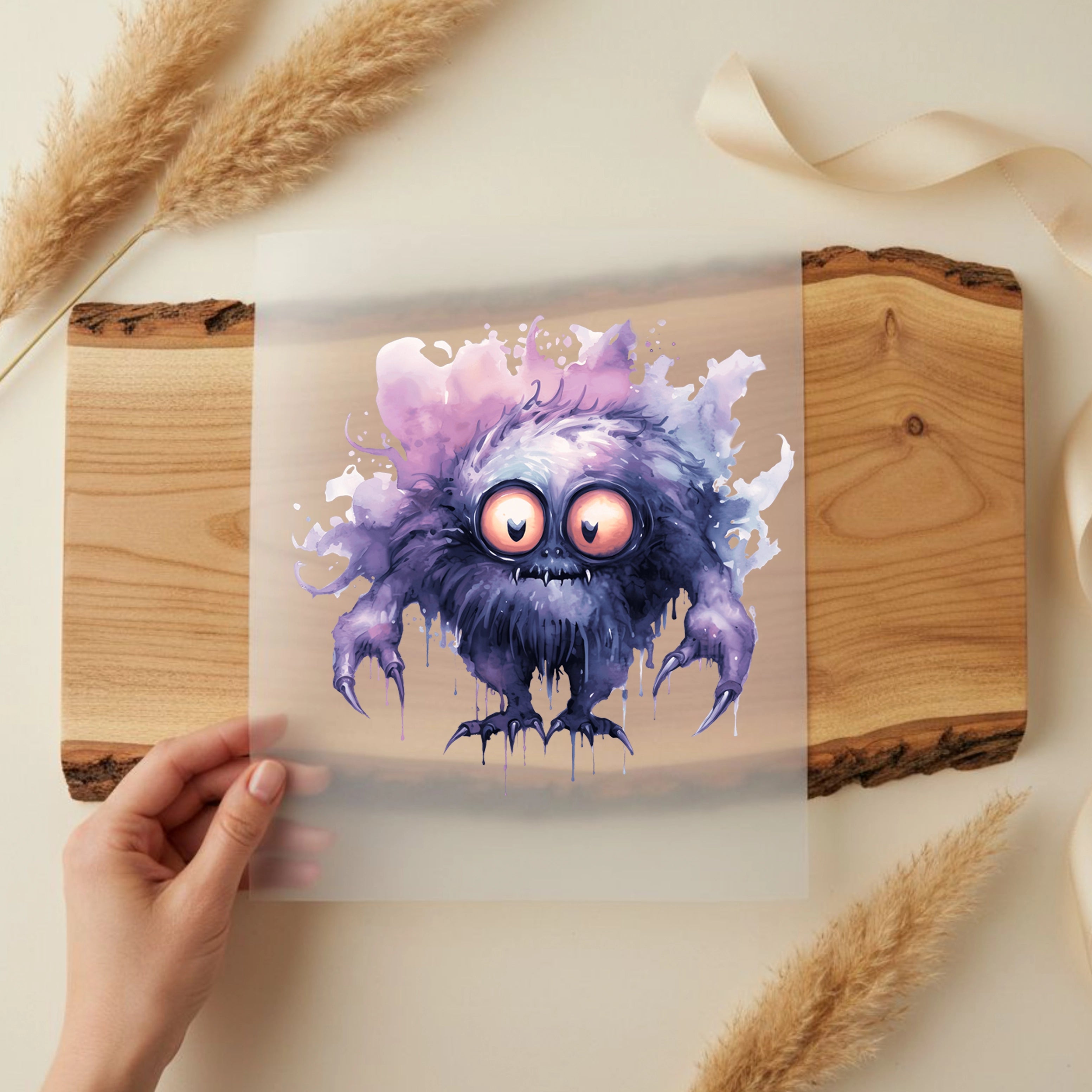 Bügelbild Monster Lila