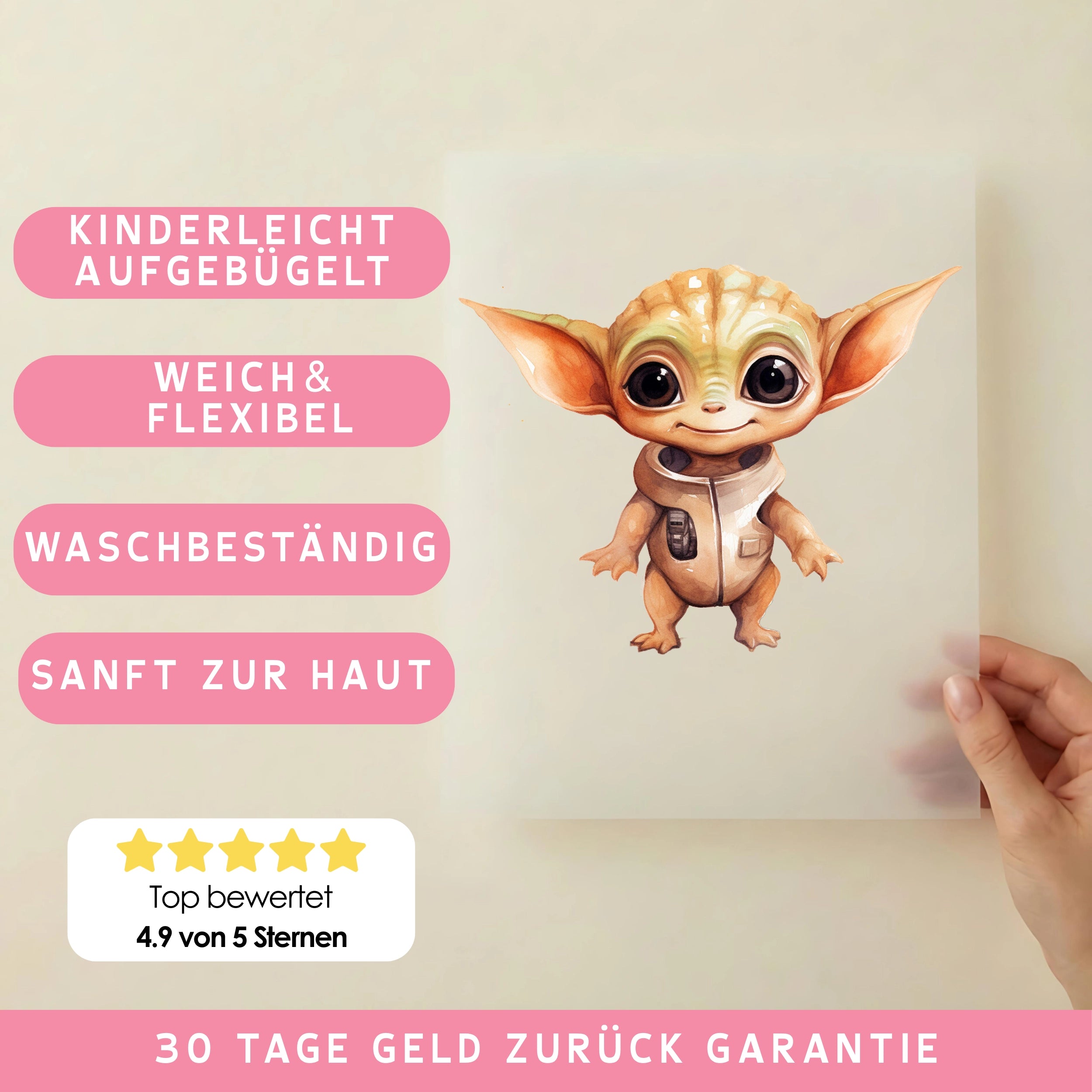 Bügelbild Alien Baby Beige