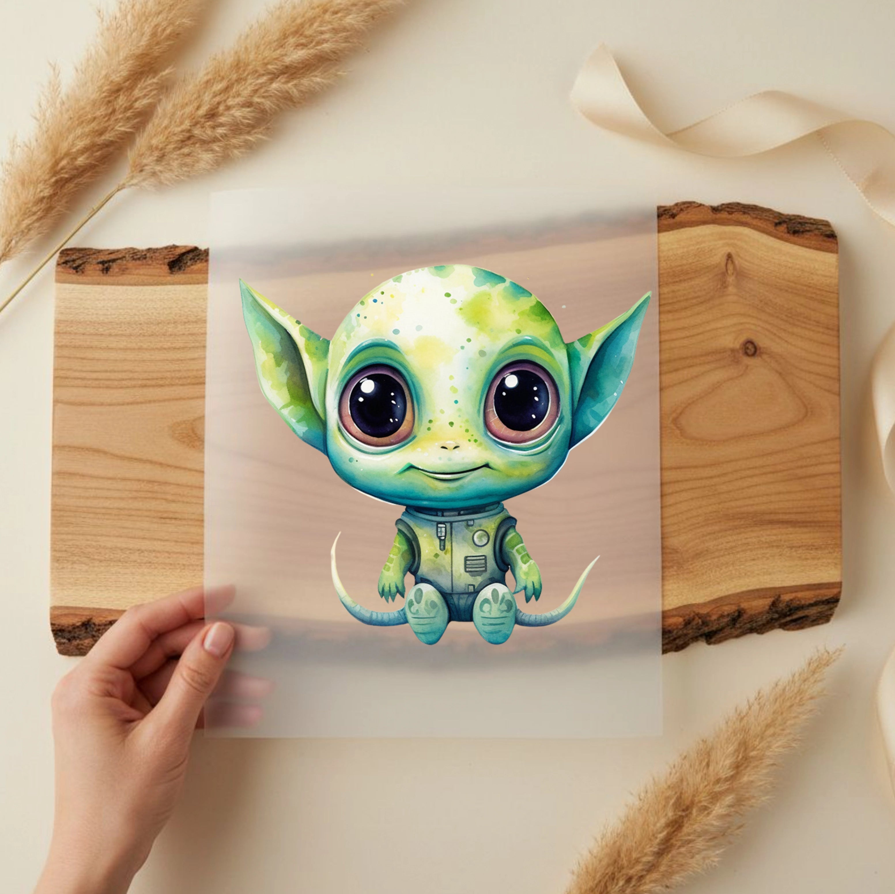 Bügelbild Alien Baby Grün