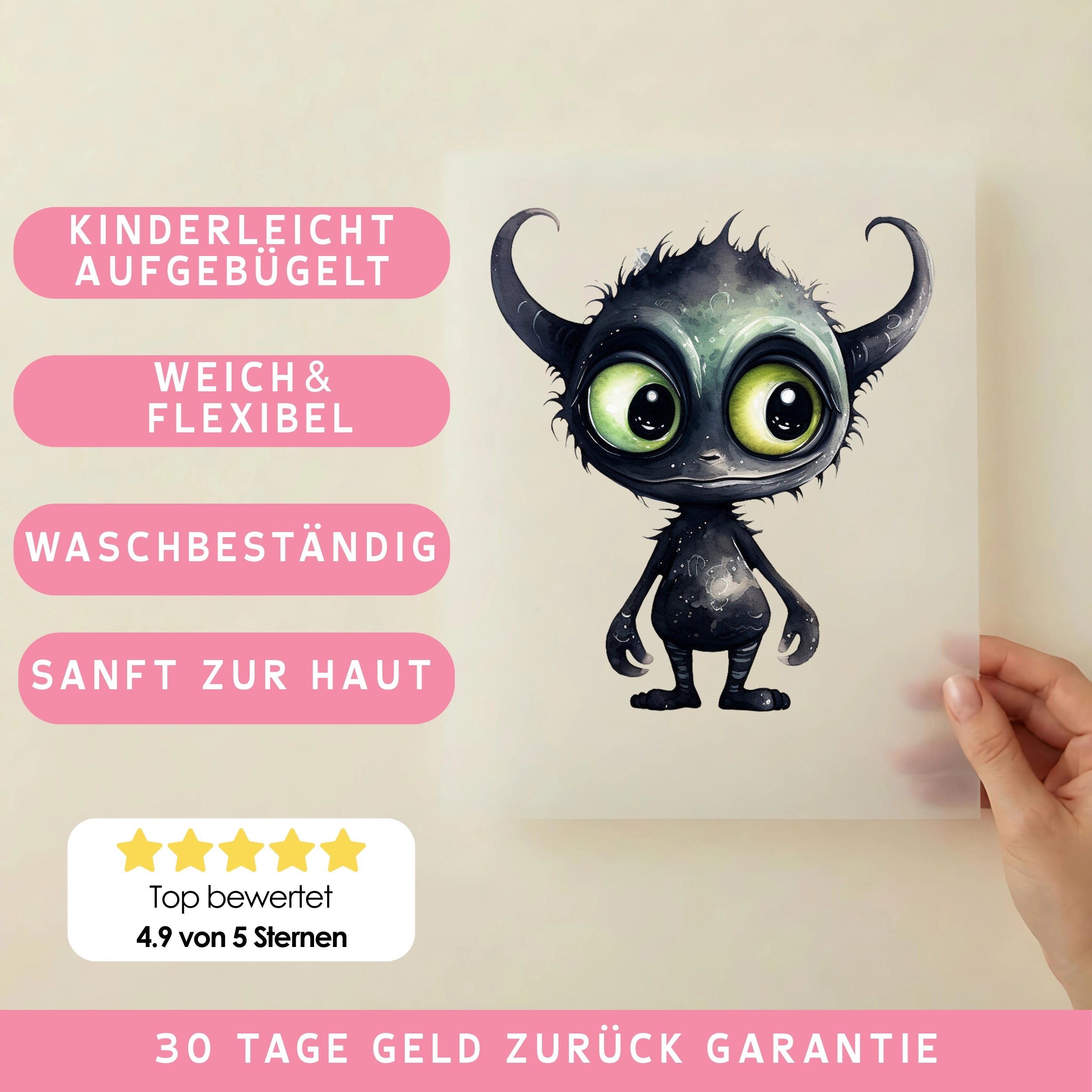 Bügelbild Alien Schwarz