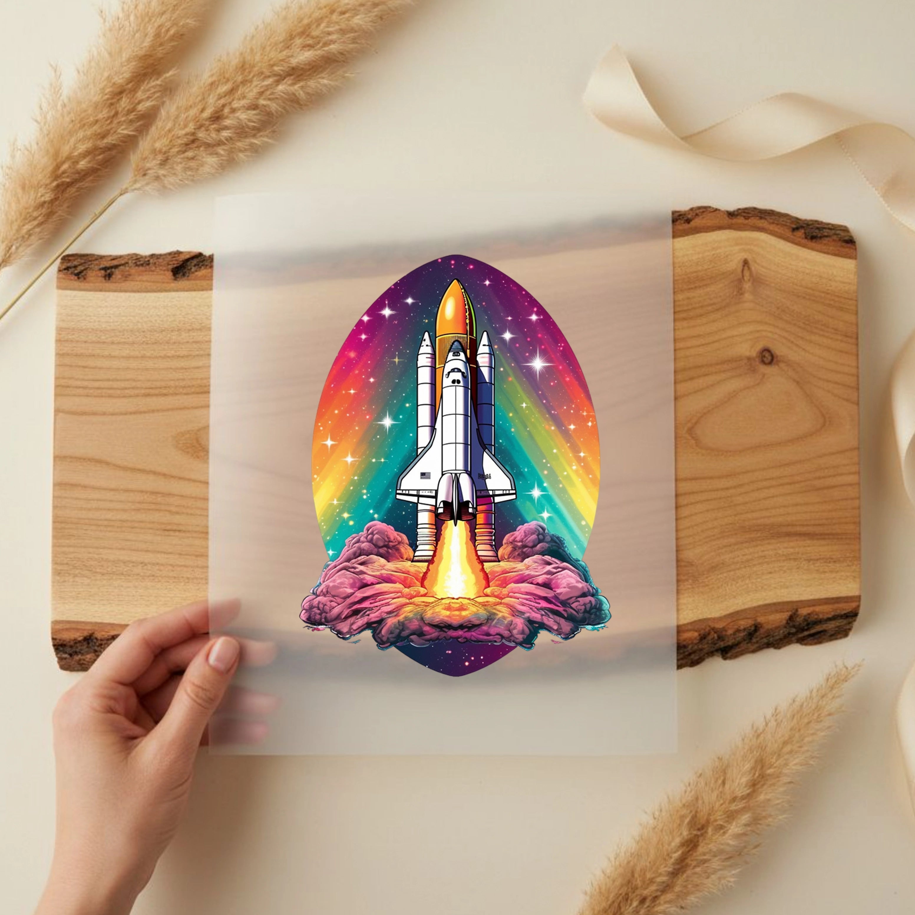 Bügelbild Rakete Bunt