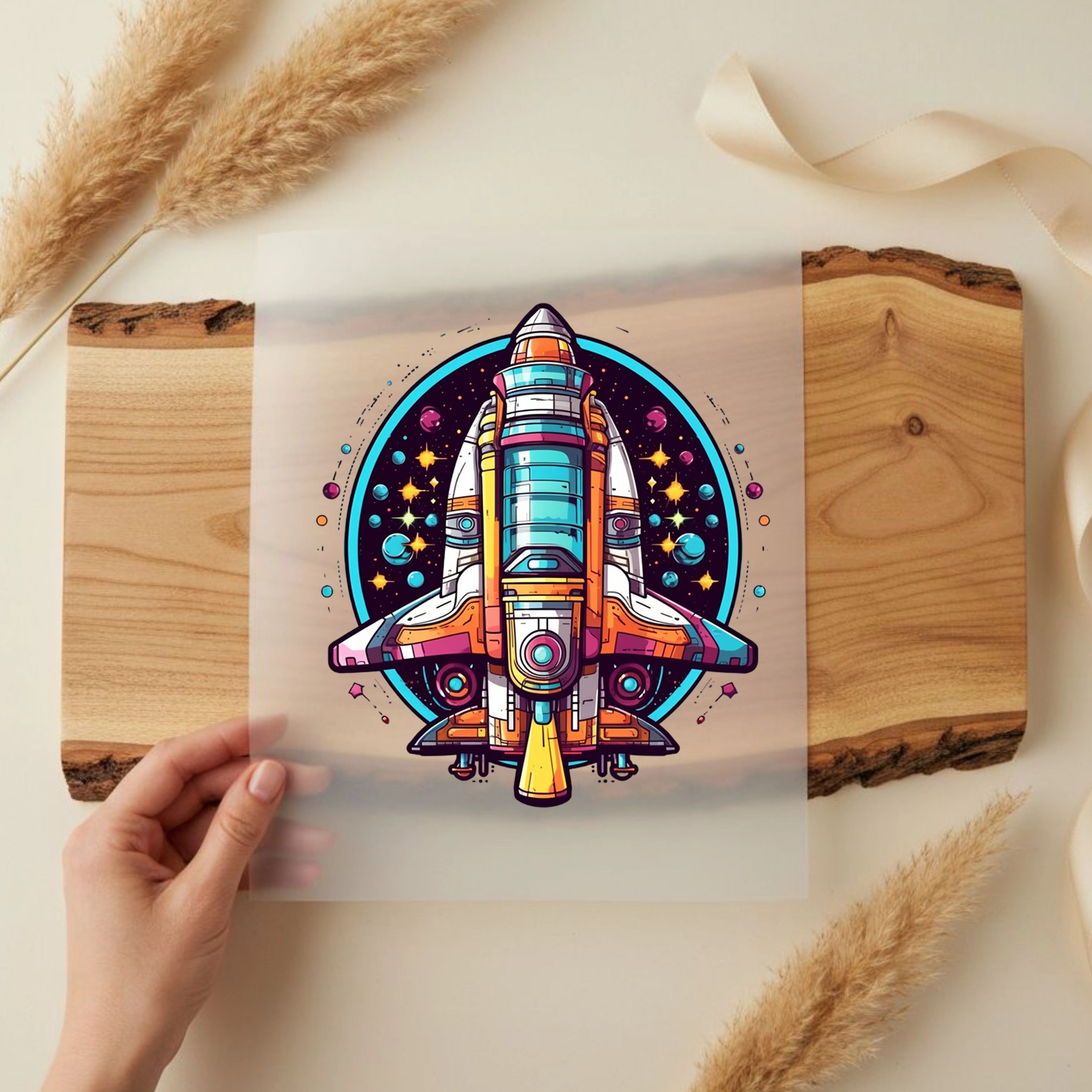 Bügelbild Rakete Start