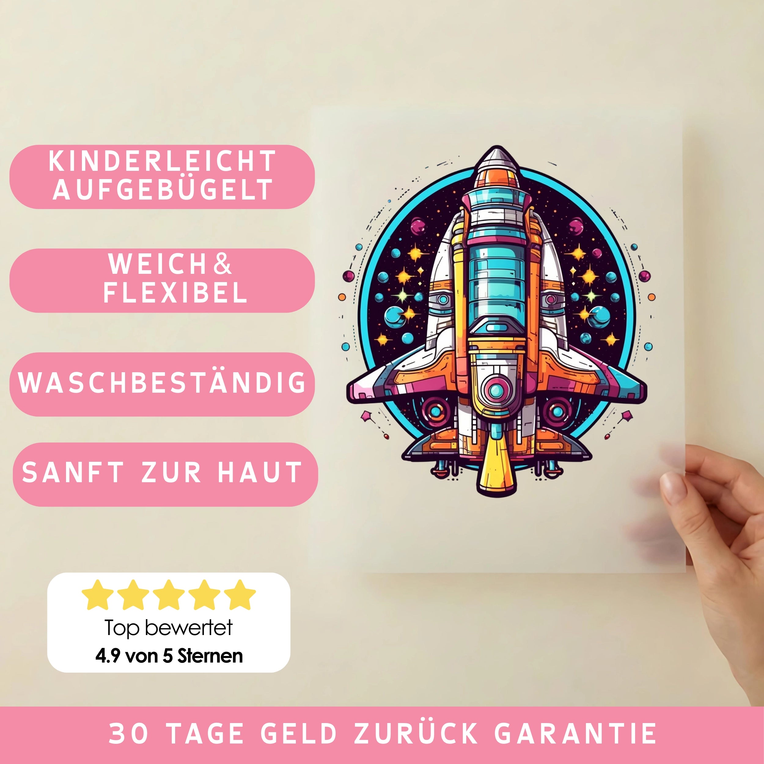 Bügelbild Rakete Start