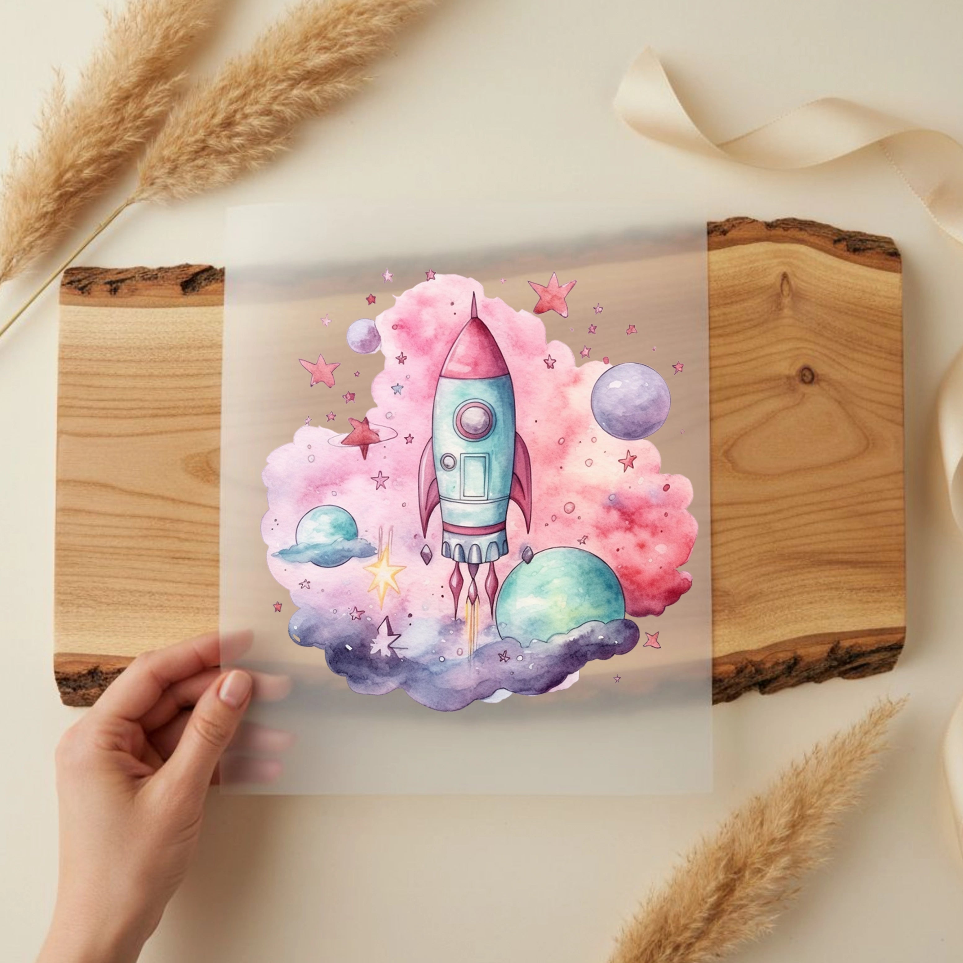 Bügelbild Raketen Universum