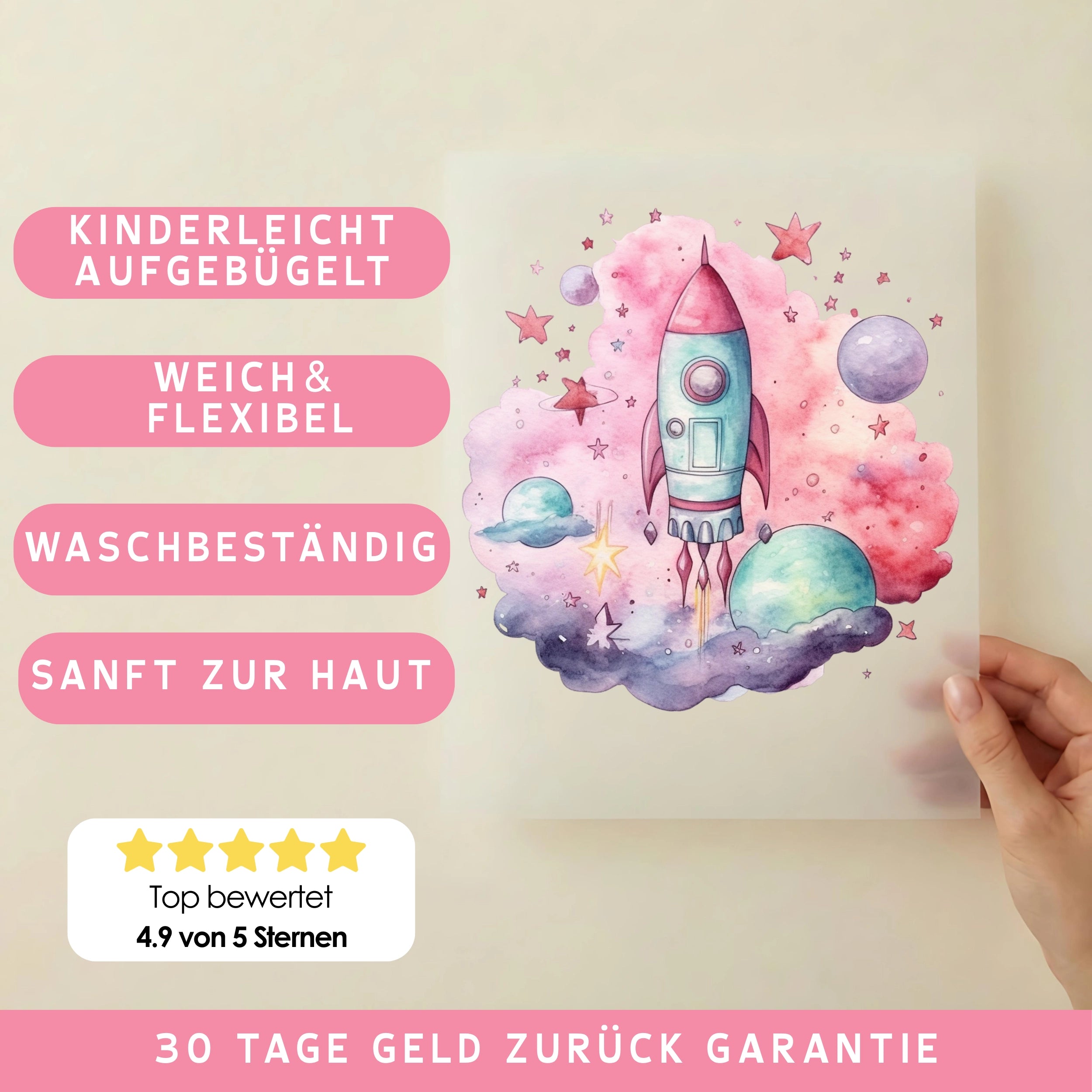 Bügelbild Raketen Universum