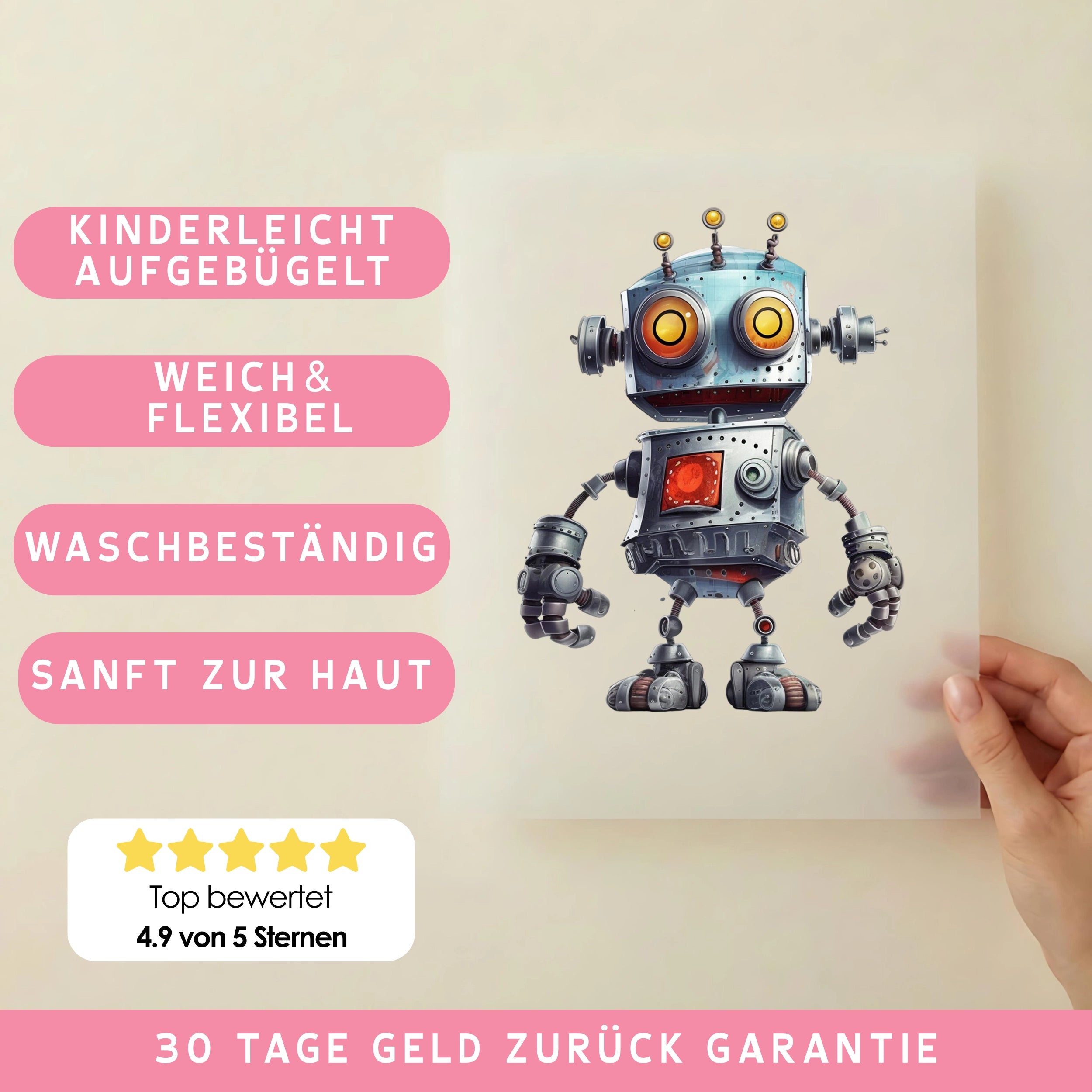 Bügelbild Roboter Robi