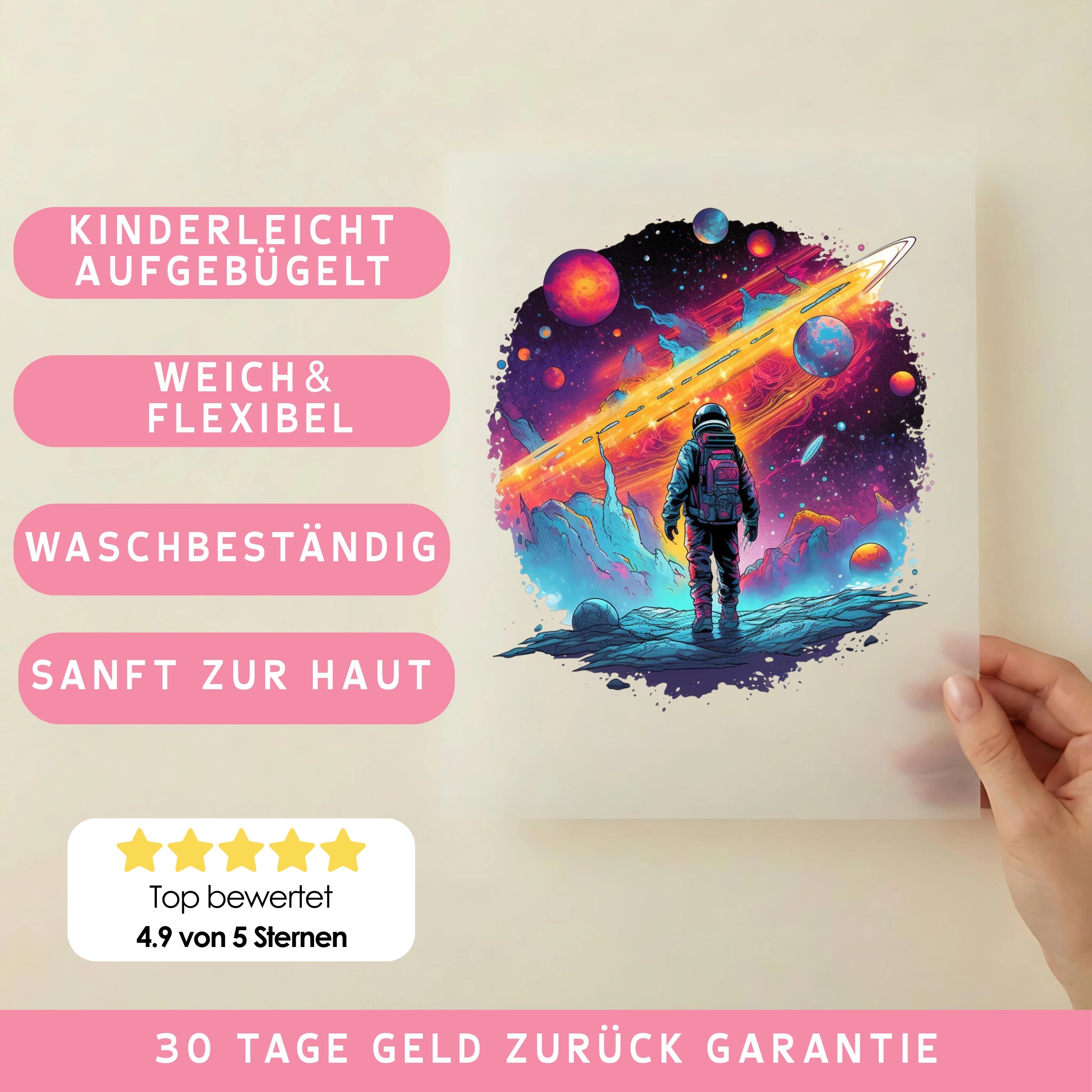 Bügelbild Astronaut Weltall Entdecker