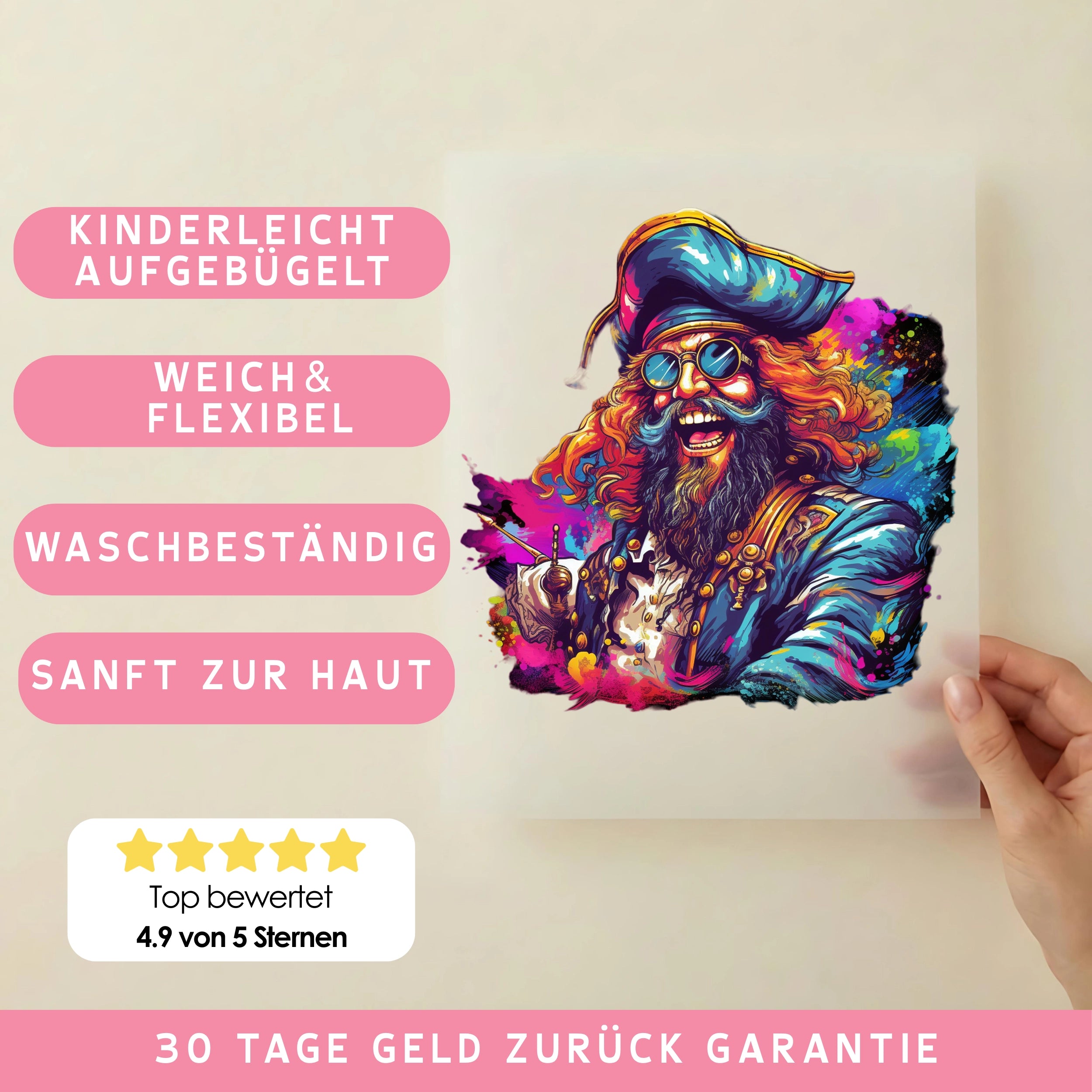 Bügelbild Pirat Bunt